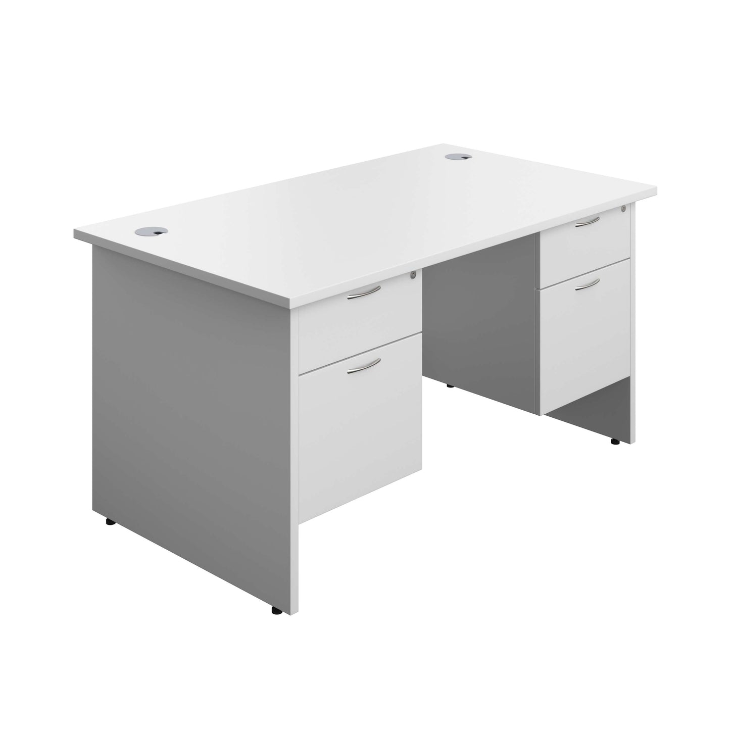 Panel Rectangular Desk + 2 X 2 Drawer Fixed Pedestal Bundle (FSC) | 1400X800 | White/White