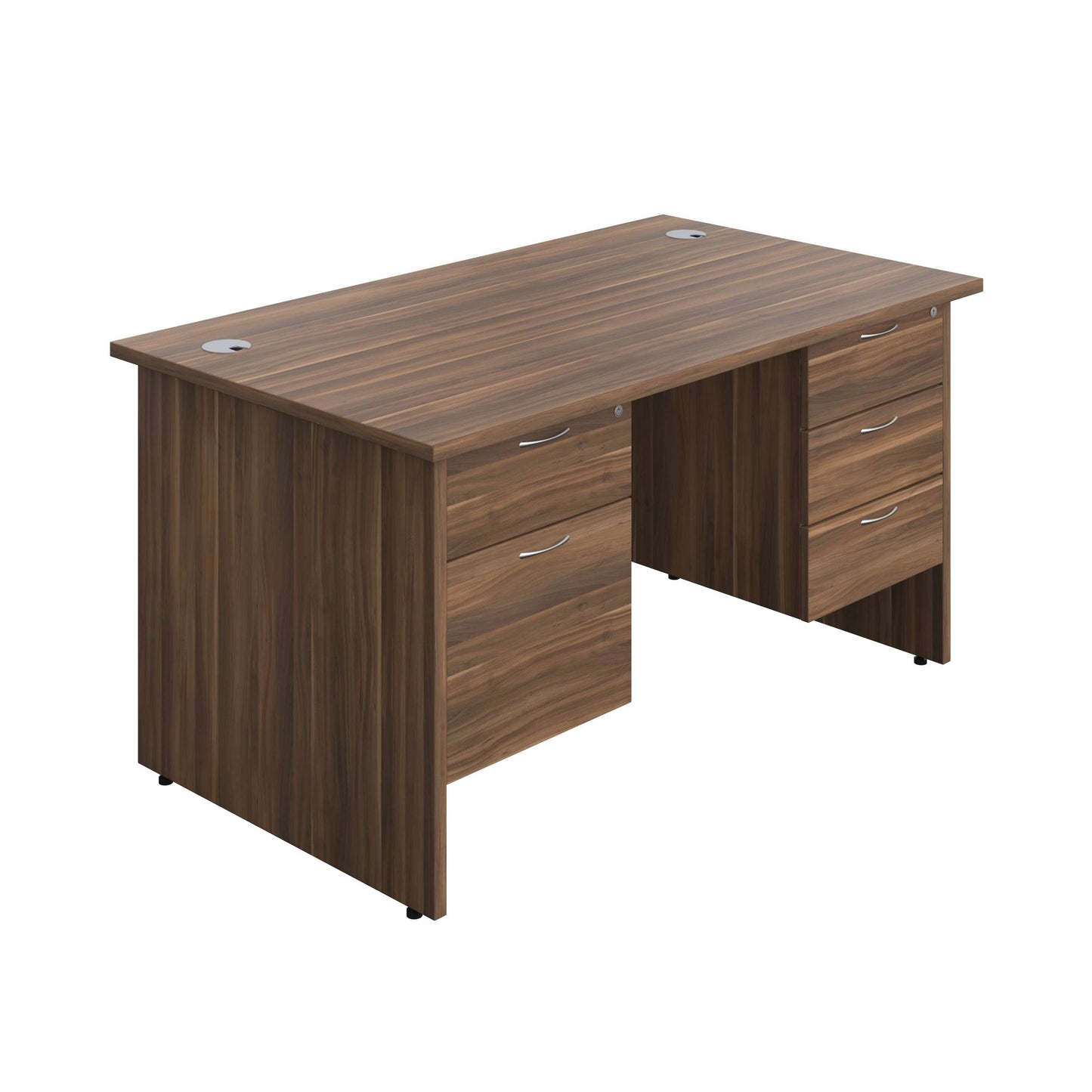 Panel Rectangular Desk + 2 & 3 Drawer Fixed Pedestal Bundle (FSC) | 1400X800 | Dark Walnut/Dark Walnut