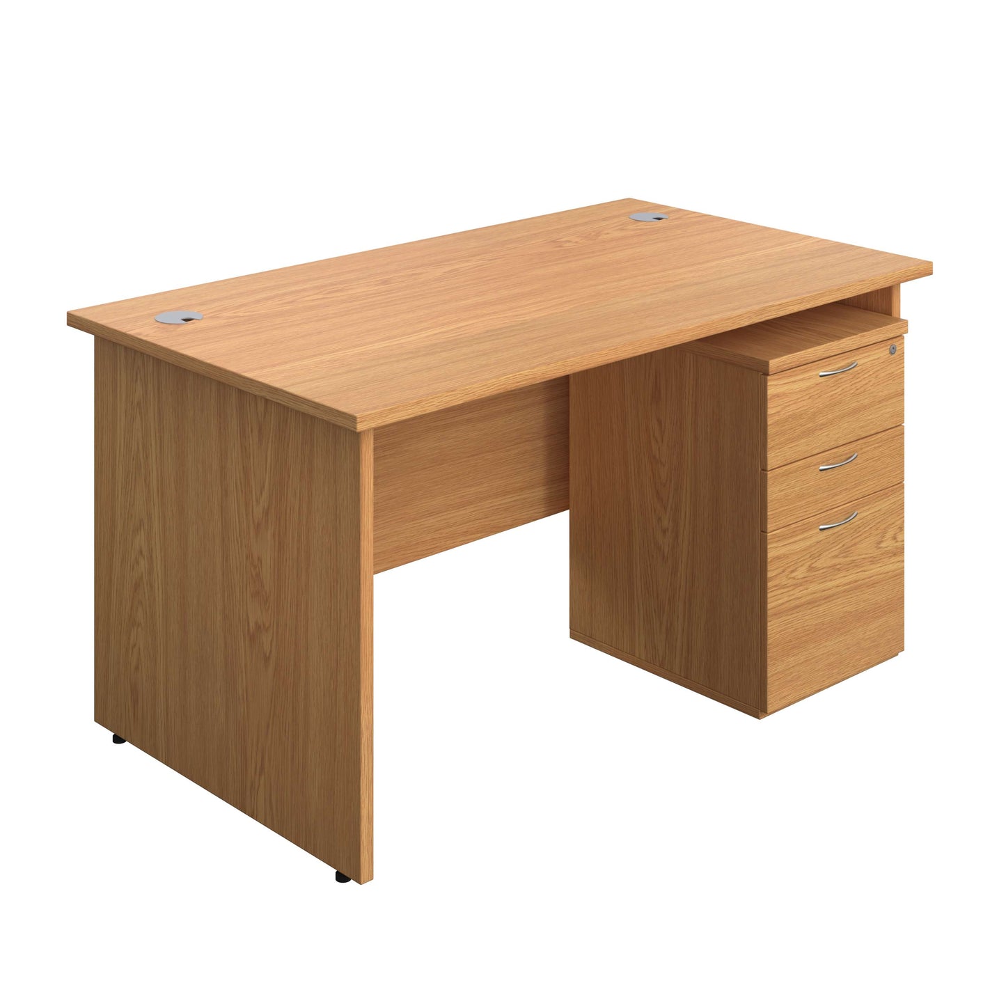 Panel Rectangular Desk + 3 Drawer High Mobile Pedestal Bundle (FSC) | 1400X800 | Nova Oak/Nova Oak