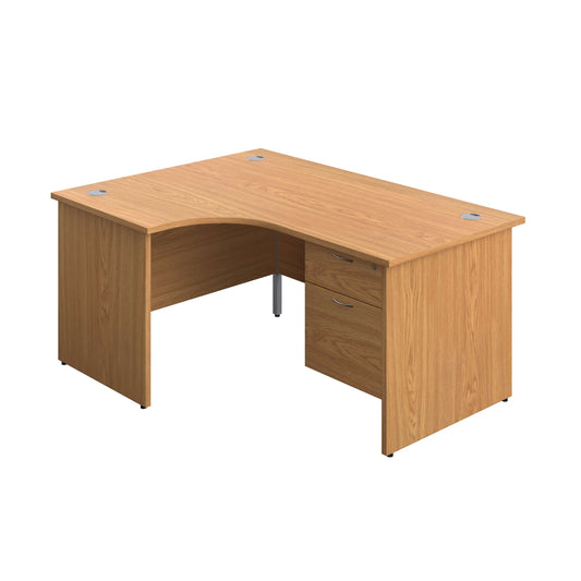 Panel Left Hand Radial Desk + 2 Drawer Fixed Pedestal Bundle (FSC) | 1600X1200 | Nova Oak/Nova Oak