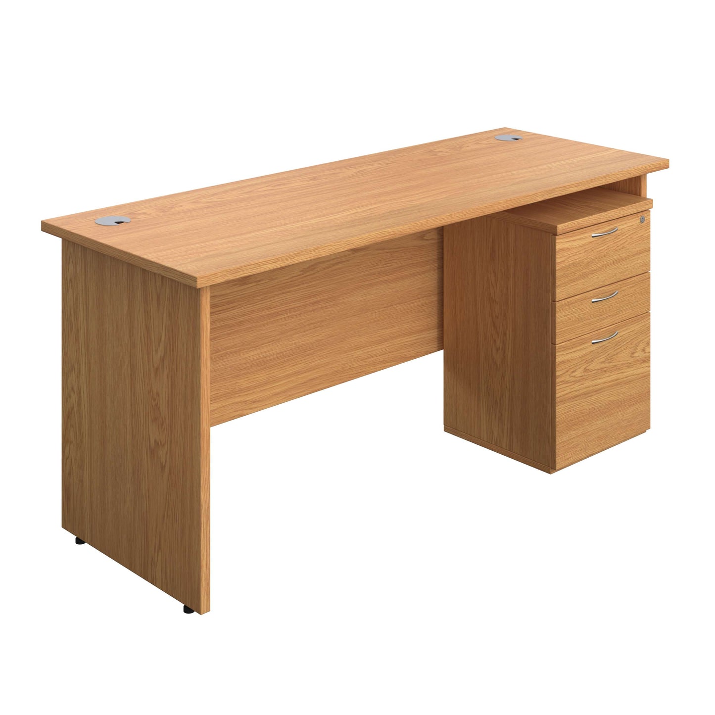 Panel Rectangular Desk + 3 Drawer High Mobile Pedestal Bundle (FSC) | 1600X600 | Nova Oak/Nova Oak