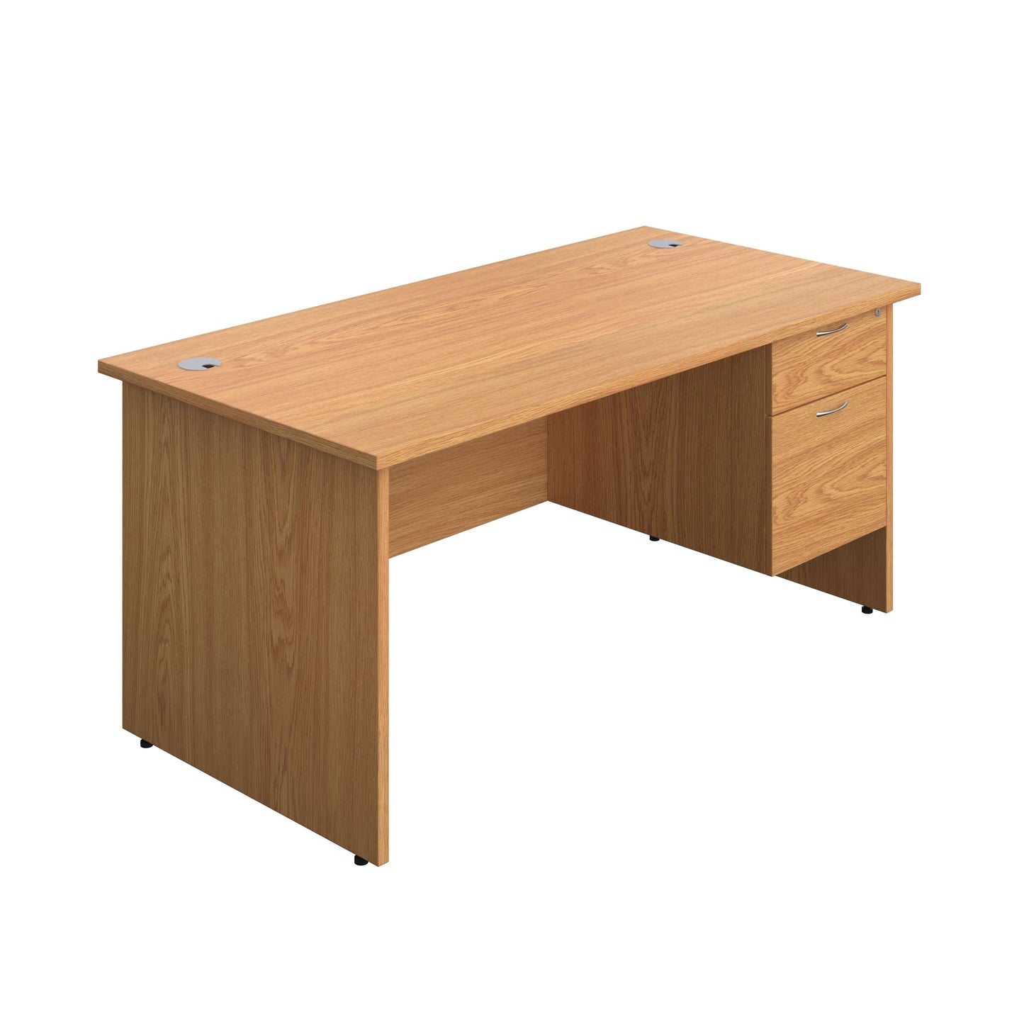 Panel Rectangular Desk + 2 Drawer Fixed Pedestal Bundle (FSC) | 1600X800 | Nova Oak/Nova Oak