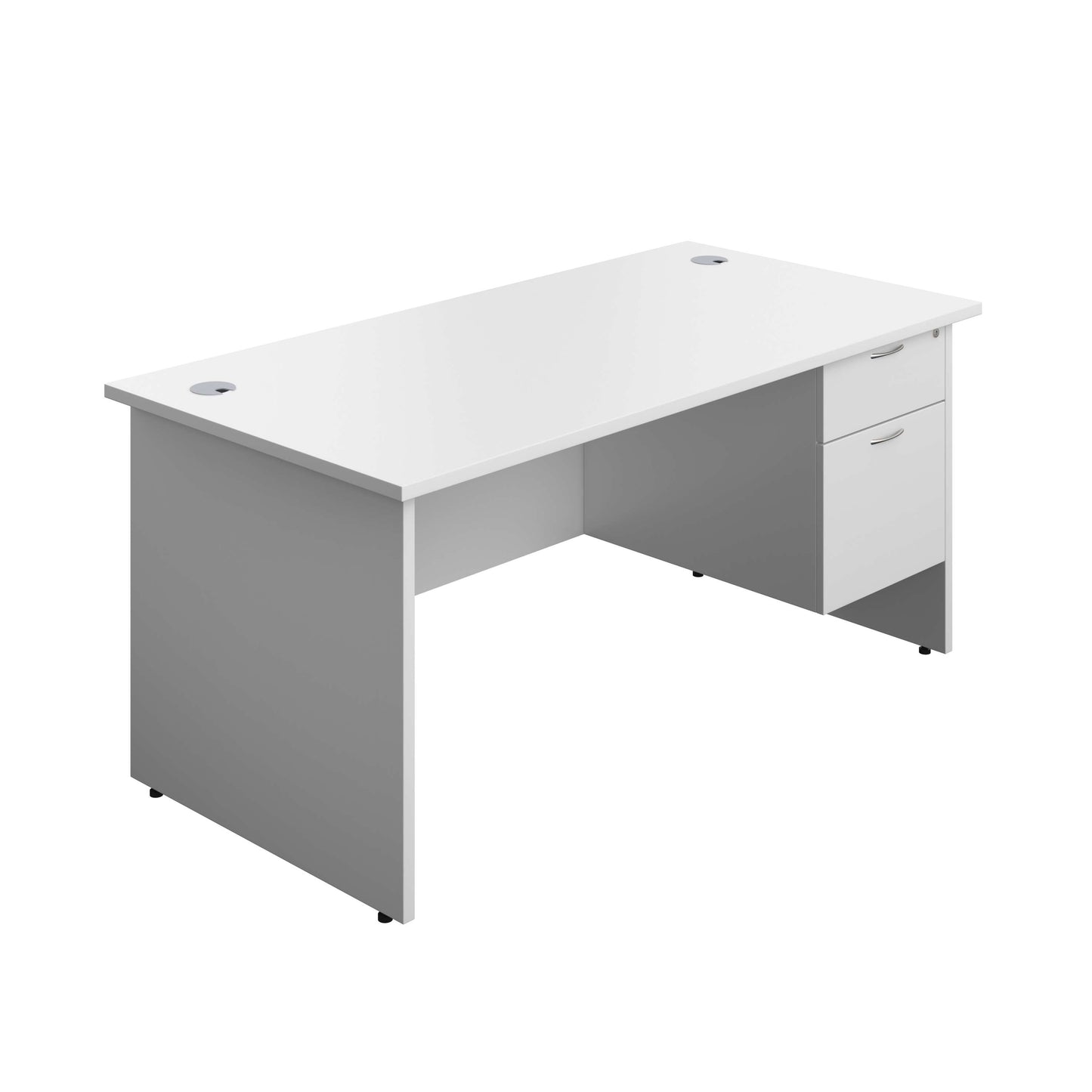 Panel Rectangular Desk + 2 Drawer Fixed Pedestal Bundle (FSC) | 1600X800 | White/White
