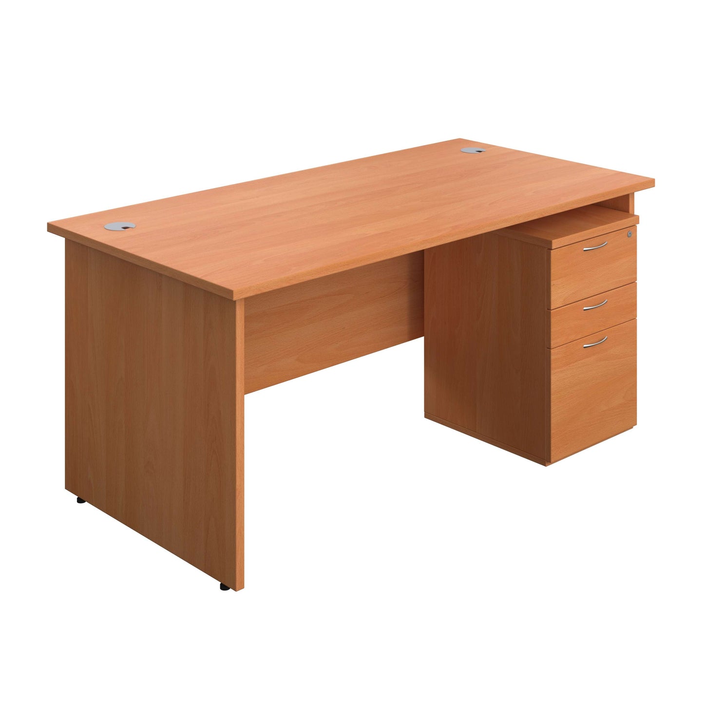 Panel Rectangular Desk + 3 Drawer High Mobile Pedestal Bundle (FSC) | 1600X800 | Beech/Beech