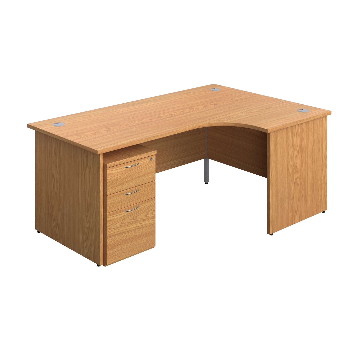 Panel Right Hand Radial Desk + 3 Drawer High Mobile Pedestal Bundle (FSC) | 1800X1200 | Nova Oak/Nova Oak