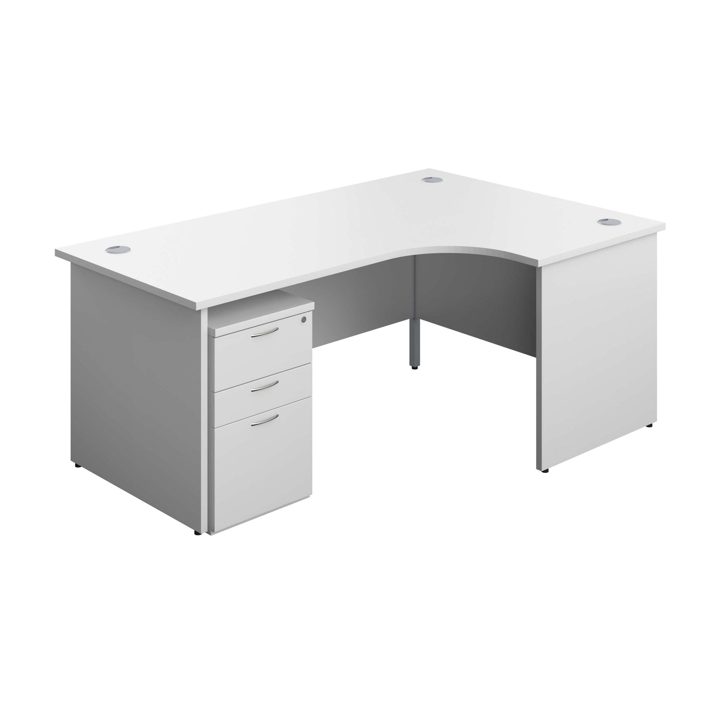 Panel Right Hand Radial Desk + 3 Drawer High Mobile Pedestal Bundle (FSC) | 1800X1200 | White/White