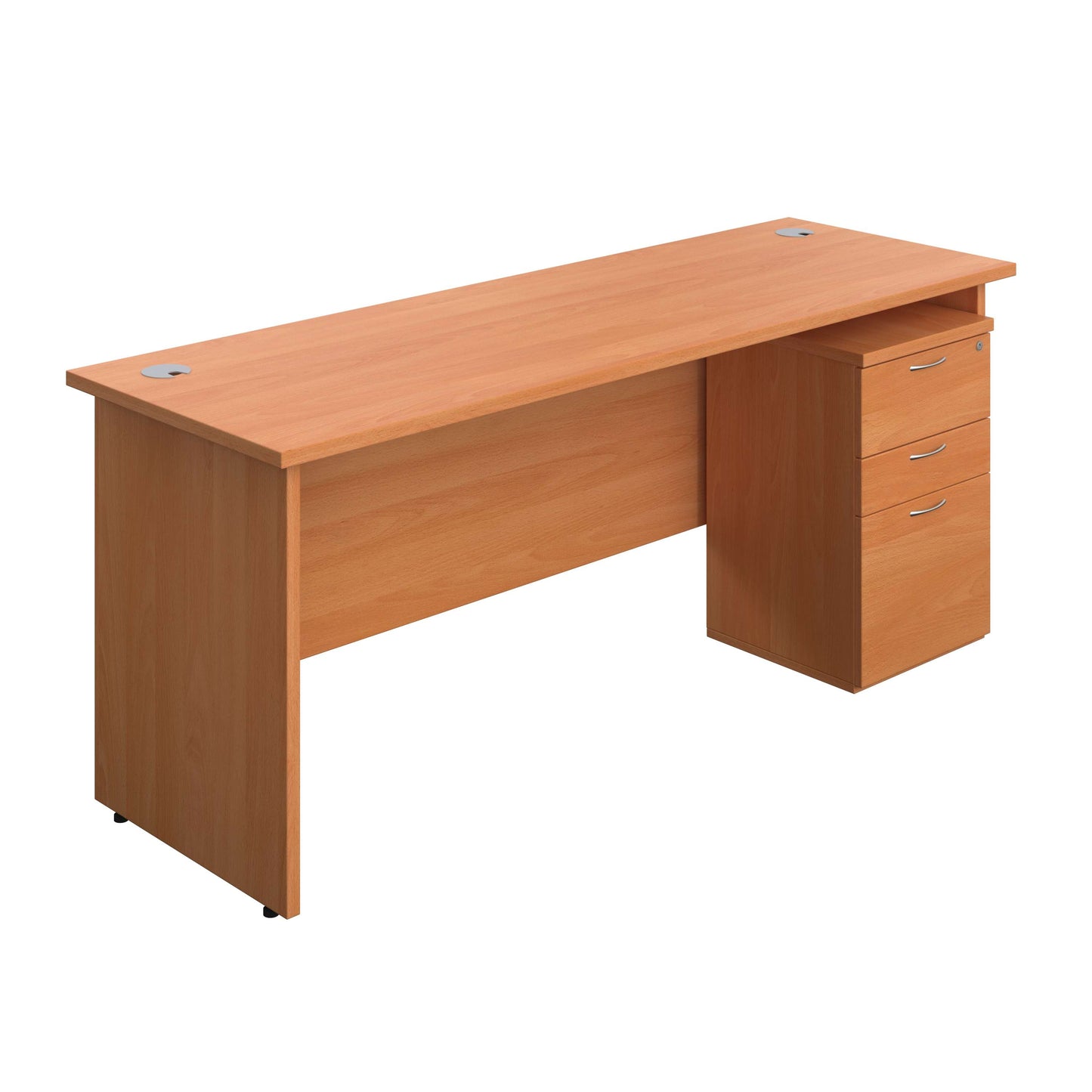 Panel Rectangular Desk + 3 Drawer Under Desk Pedestal Bundle (FSC) | 1800X600 | Beech/Beech