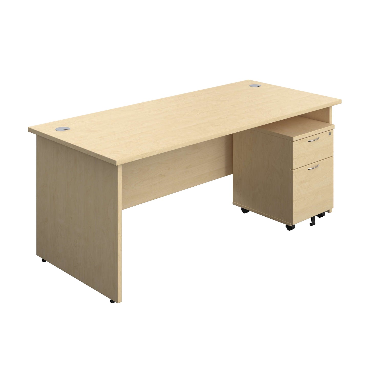 Panel Rectangular Desk + 2 Drawer Mobile Pedestal Bundle (FSC) | 1800X800 | Maple/Maple