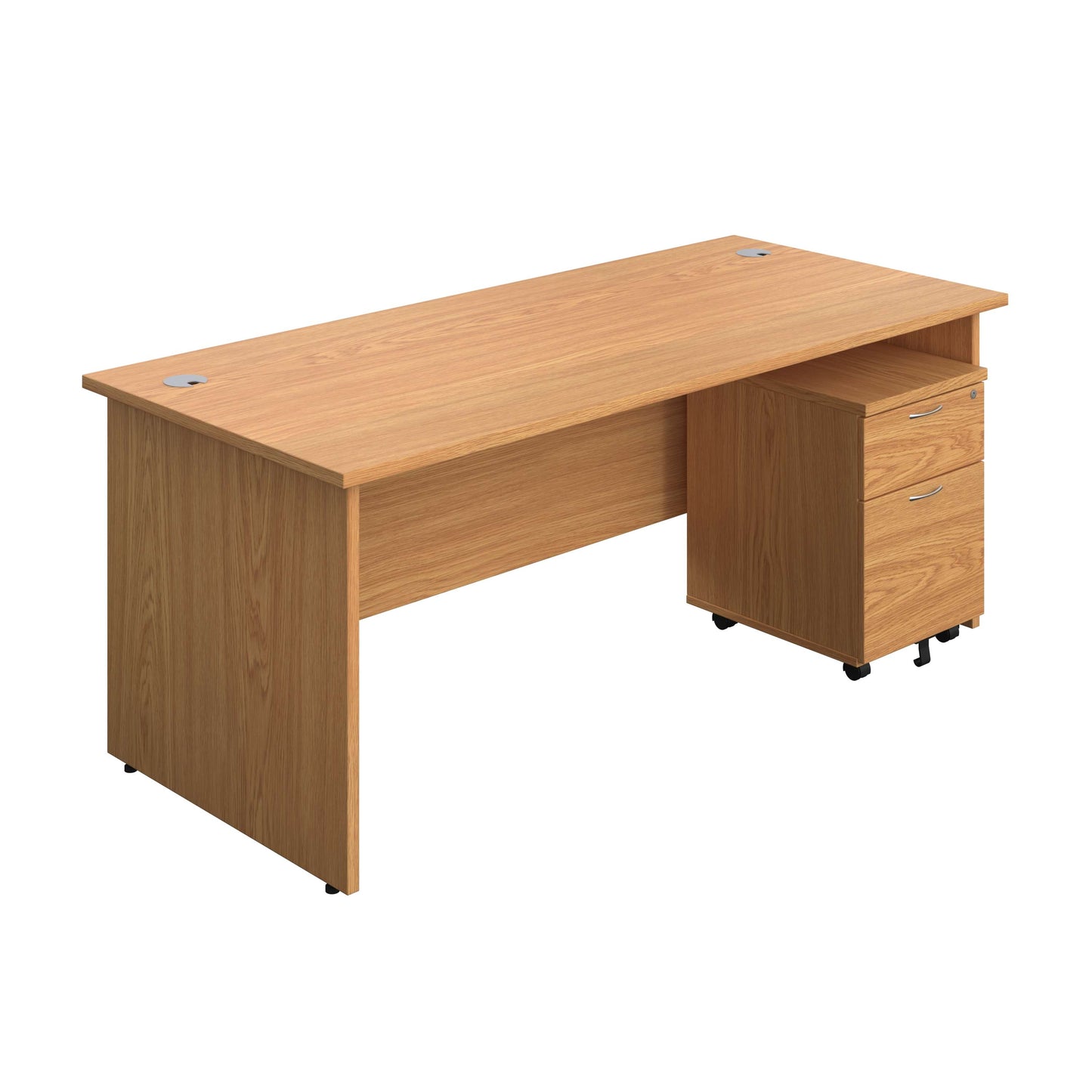 Panel Rectangular Desk + 2 Drawer Mobile Pedestal Bundle (FSC) | 1800X800 | Nova Oak/Nova Oak