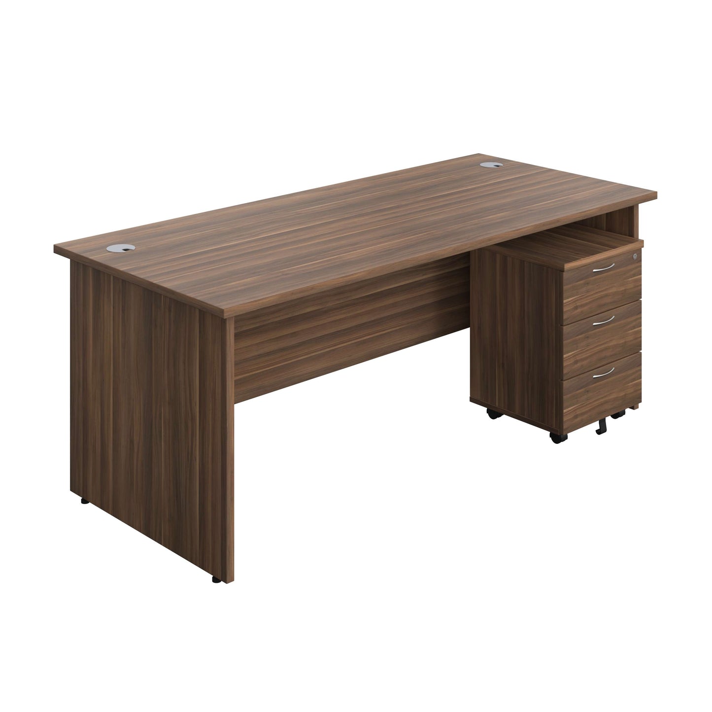 Panel Rectangular Desk + 3 Drawer Mobile Pedestal Bundle (FSC) | 1800X800 | Dark Walnut/Dark Walnut