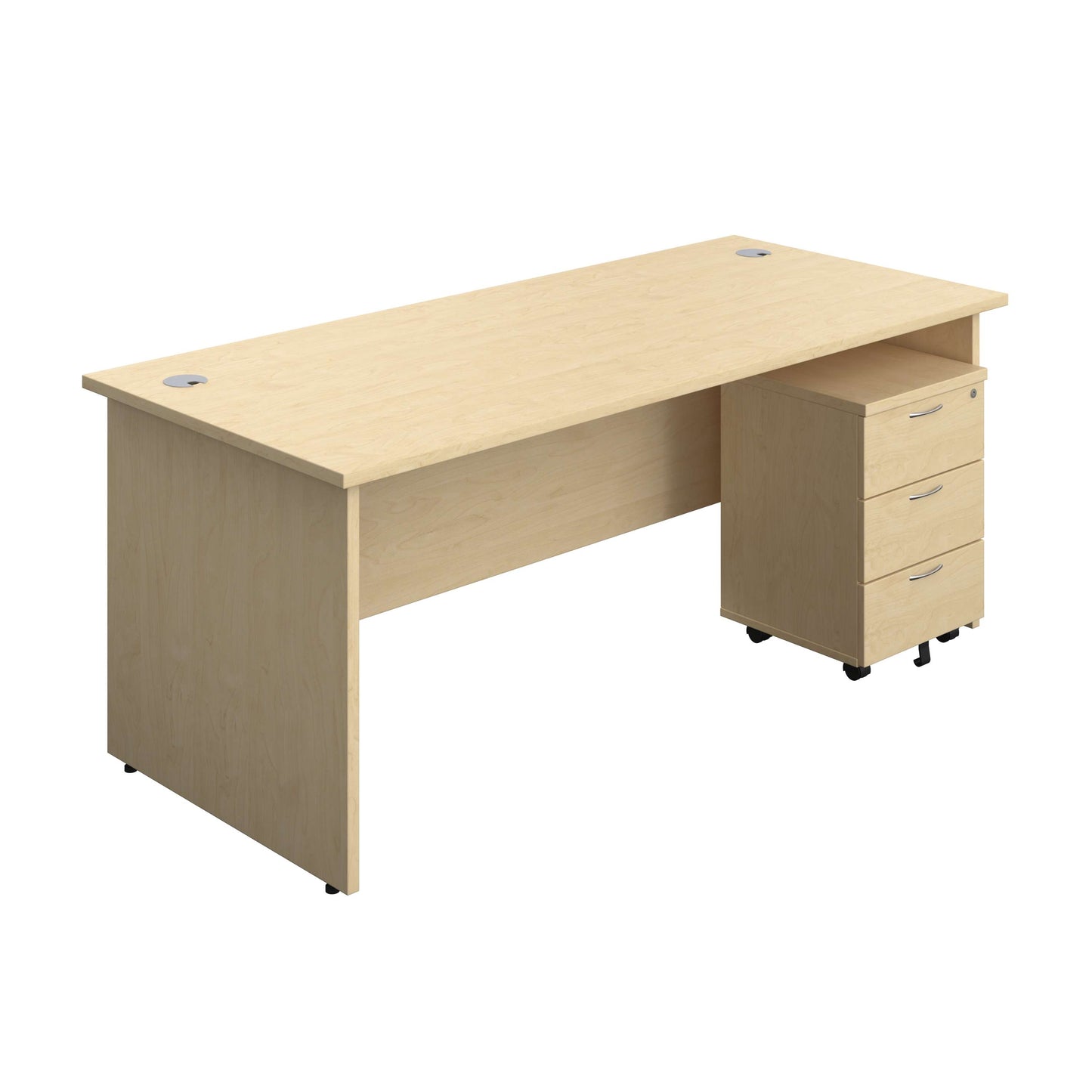 Panel Rectangular Desk + 3 Drawer Mobile Pedestal Bundle (FSC) | 1800X800 | Maple/Maple
