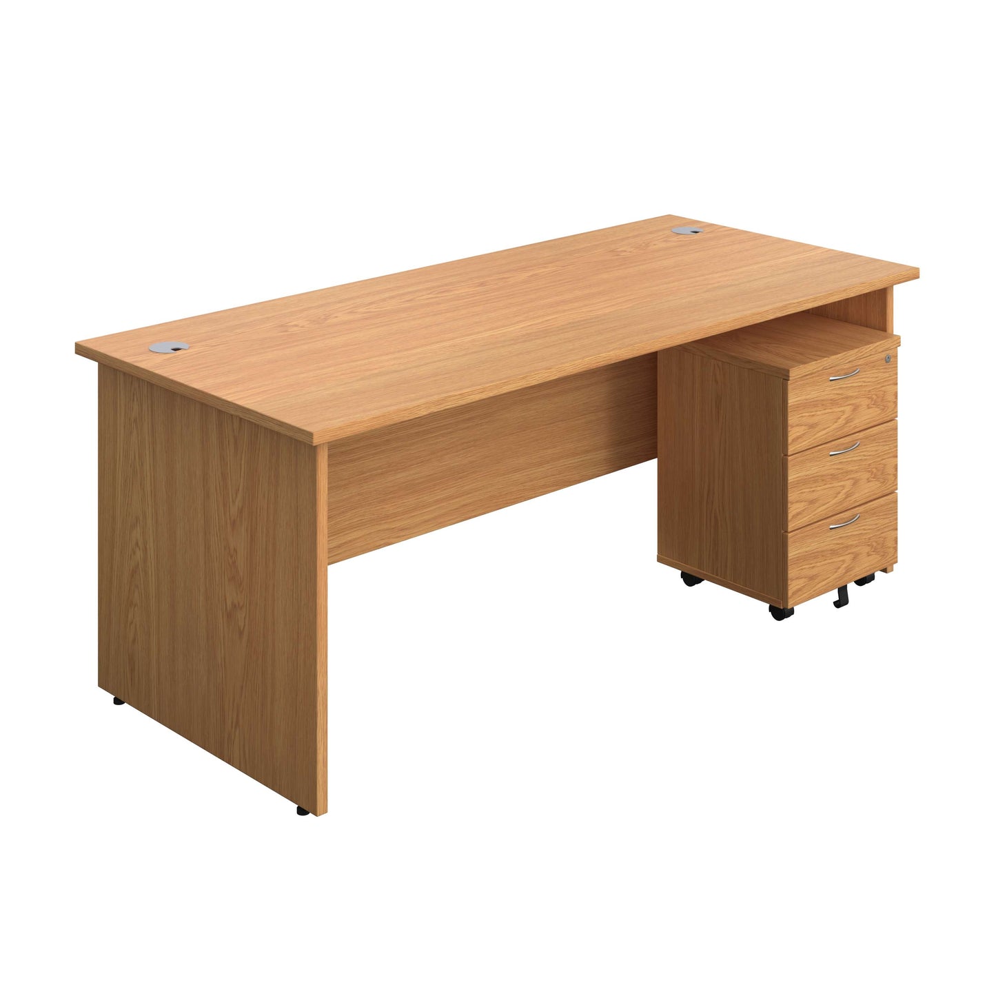 Panel Rectangular Desk + 3 Drawer Mobile Pedestal Bundle (FSC) | 1800X800 | Nova Oak/Nova Oak