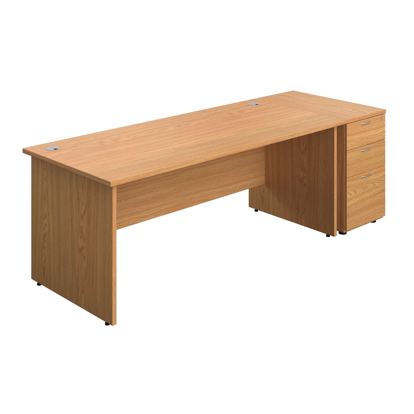 Panel Rectangular Desk + 3 Drawer Desk High Pedestal Bundle (FSC) | 1800X800 | Nova Oak/Nova Oak