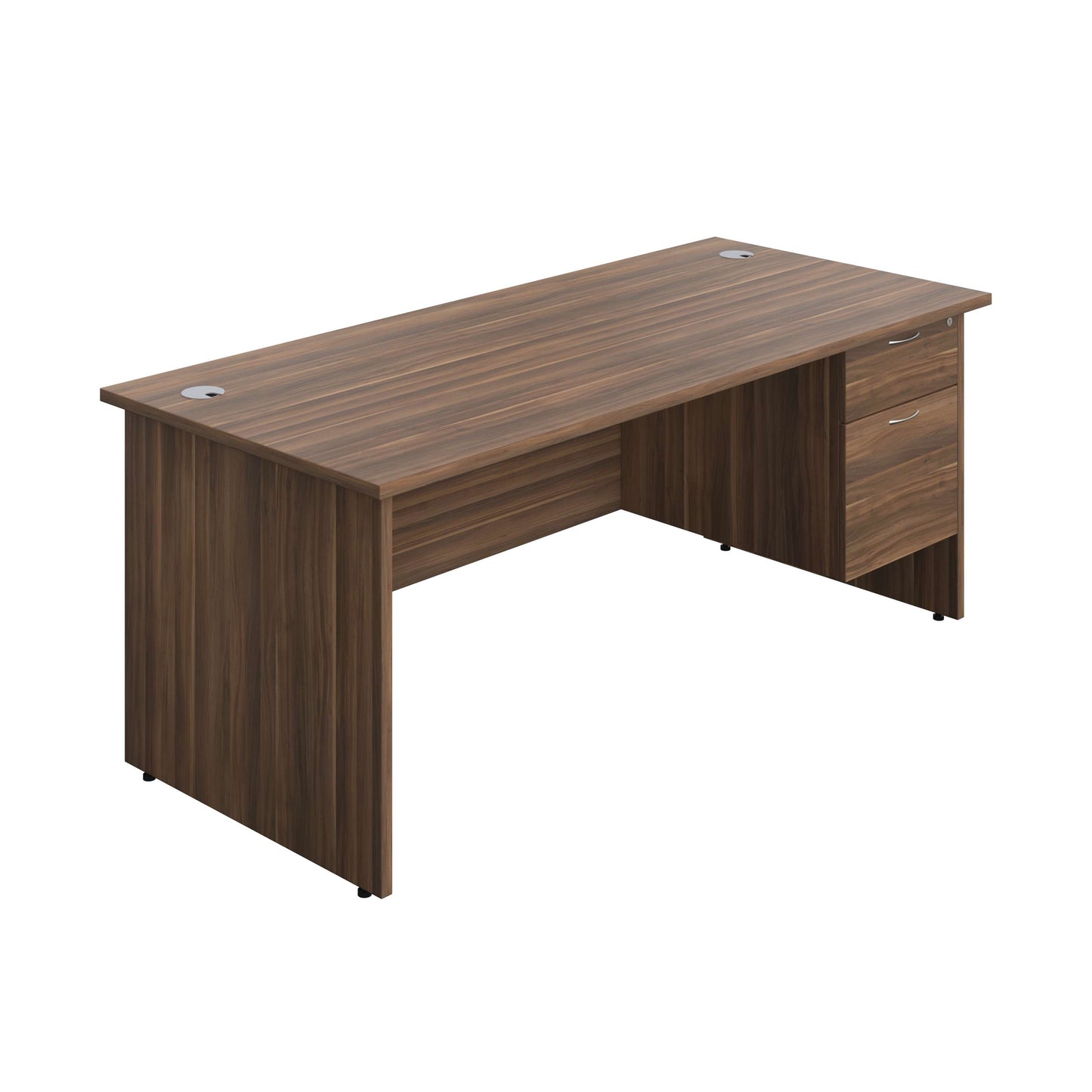 Panel Rectangular Desk + 2 Drawer Fixed Pedestal Bundle (FSC) | 1800X800 | Dark Walnut/Dark Walnut