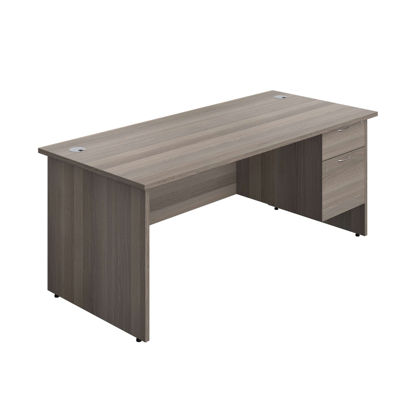Panel Rectangular Desk + 2 Drawer Fixed Pedestal Bundle (FSC) | 1800X800 | Grey Oak/Grey Oak