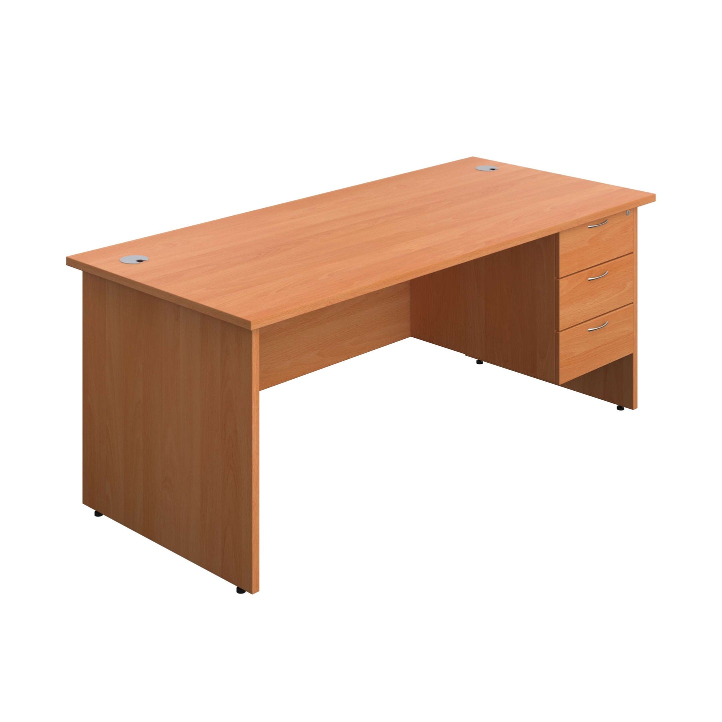 Panel Rectangular Desk + 3 Drawer Fixed Pedestal Bundle (FSC) | 1800X800 | Beech/Beech