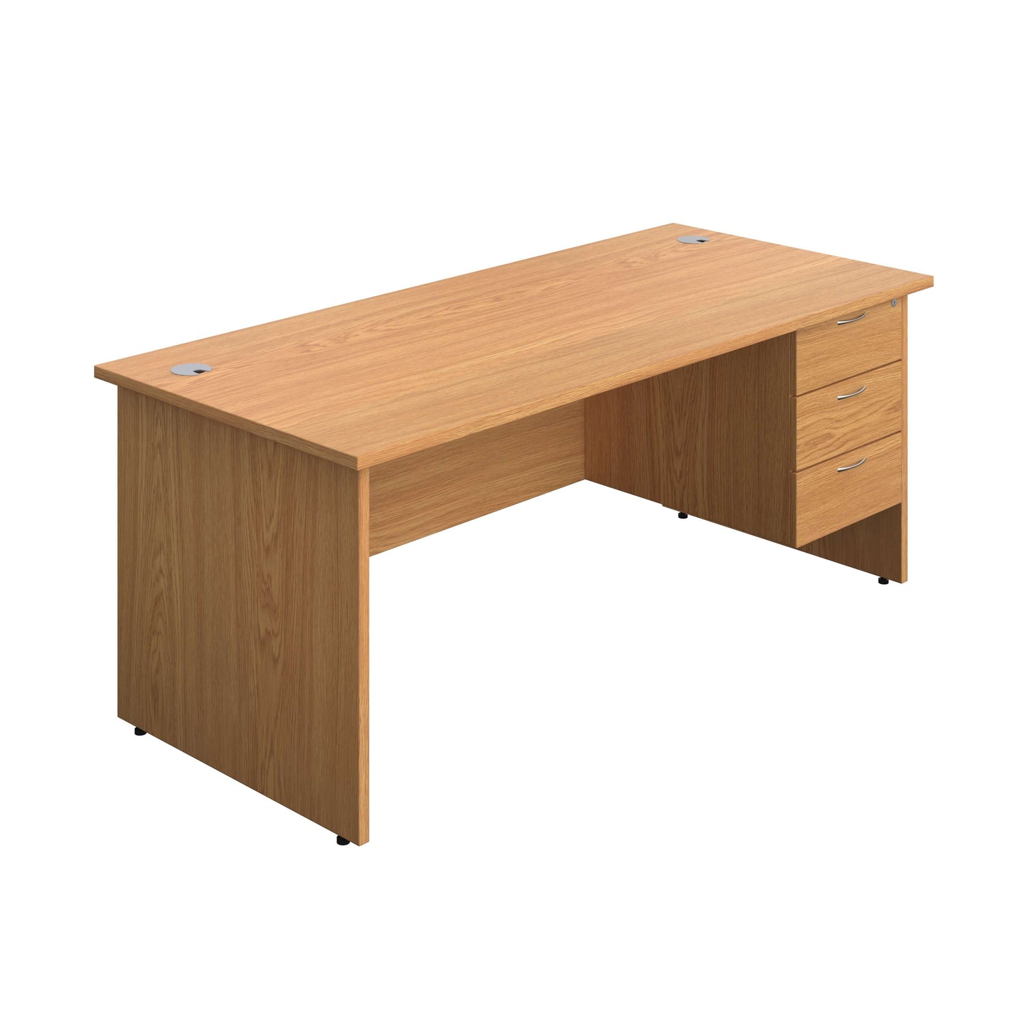 Panel Rectangular Desk + 3 Drawer Fixed Pedestal Bundle (FSC) | 1800X800 | Nova Oak/Nova Oak