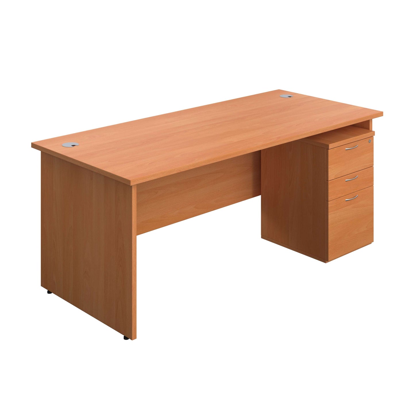 Panel Rectangular Desk + 3 Drawer High Mobile Pedestal Bundle (FSC) | 1800X800 | Beech/Beech
