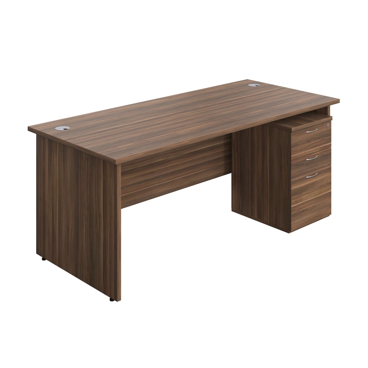 Panel Rectangular Desk + 3 Drawer High Mobile Pedestal Bundle (FSC) | 1800X800 | Dark Walnut/Dark Walnut