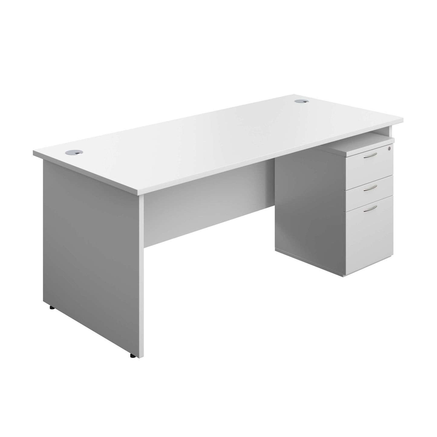 Panel Rectangular Desk + 3 Drawer Under Desk Pedestal Bundle (FSC) | 1800X800 | White/White