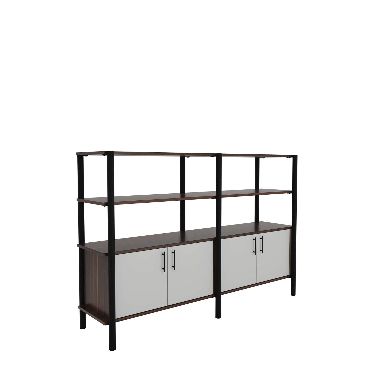 Pose Wooden Storage | 1800W X 460D X 1200H | Dark Walnut/Black