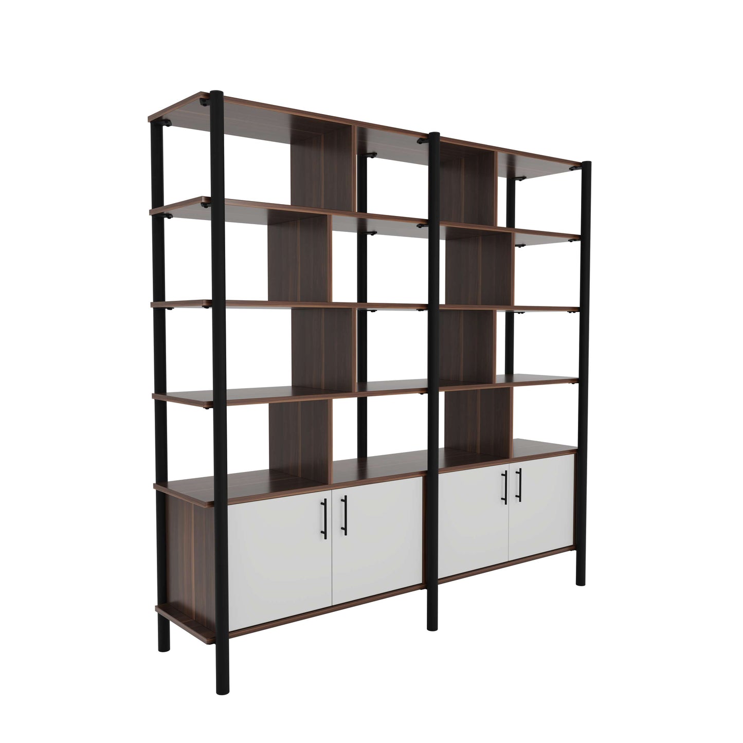 Pose Wooden Storage | 1800W X 460D X 1800H | Dark Walnut/Black