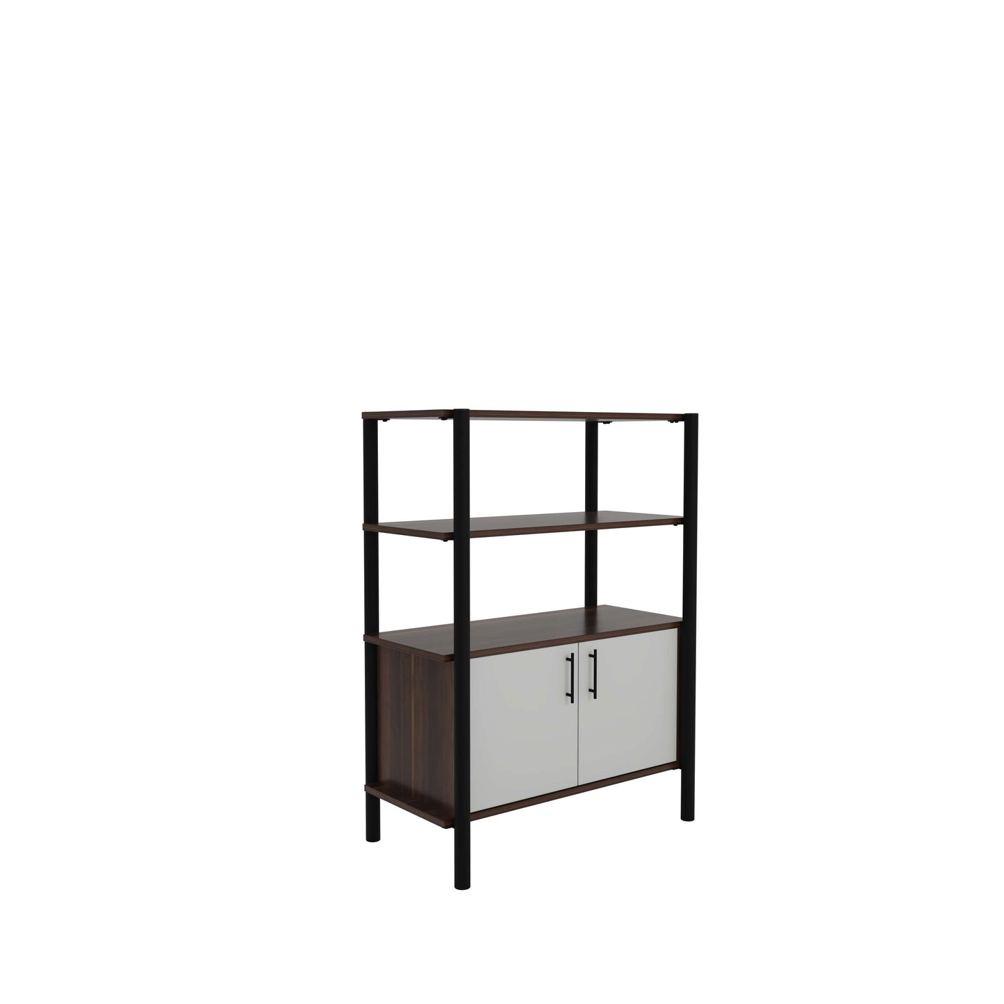 Pose Wooden Storage | 900W X 460D X 1200H | Dark Walnut/Black