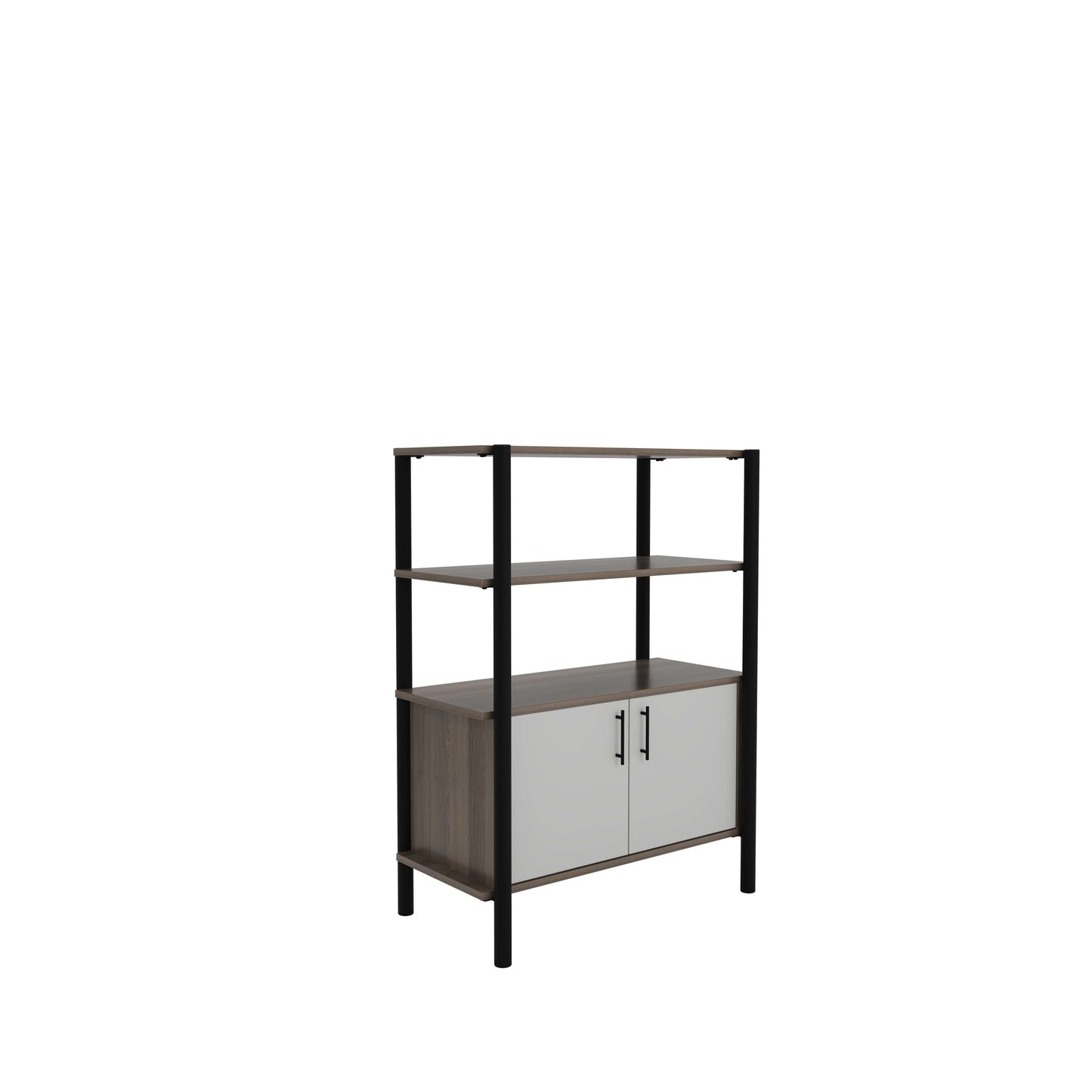 Pose Wooden Storage | 900W X 460D X 1200H | Grey Oak/Black