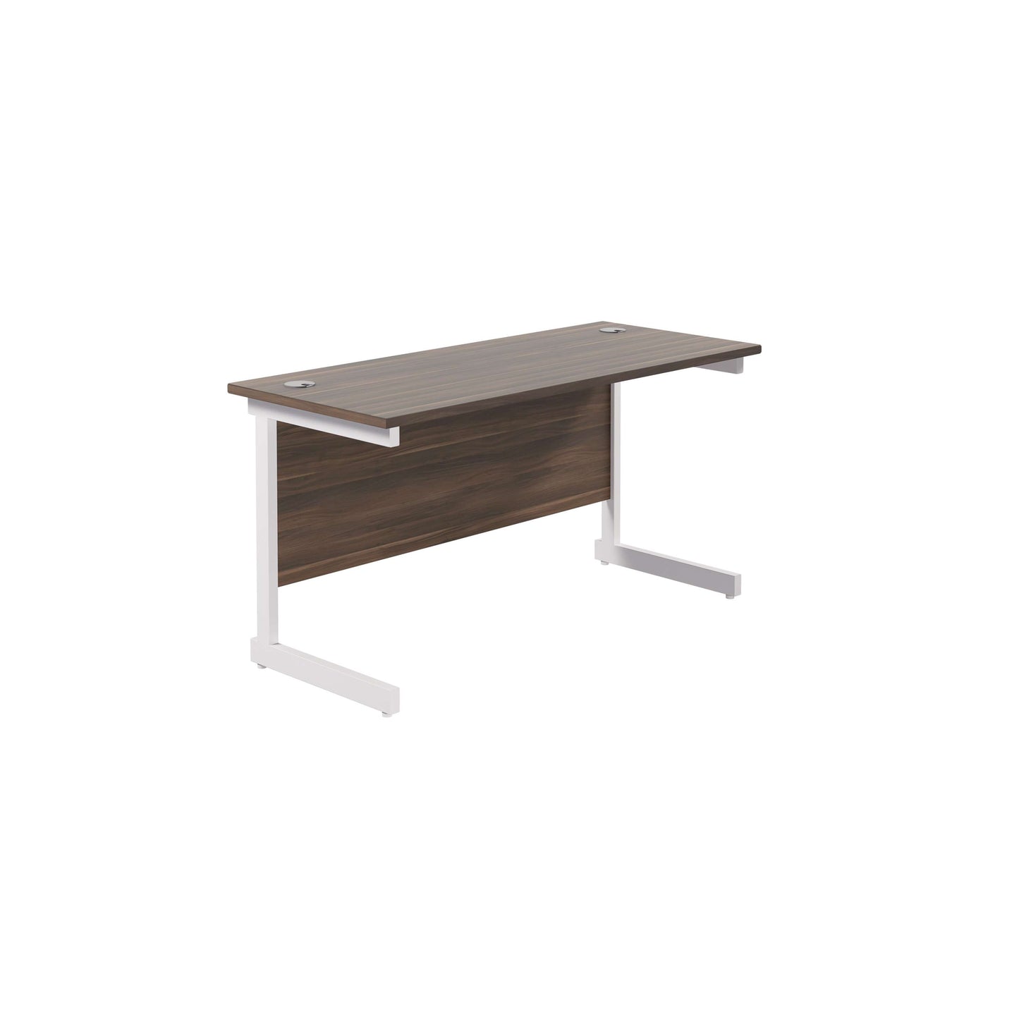 Single Upright Rectangular Desk: 600mm Deep (FSC) | 1200 X 600 | Dark Walnut/White