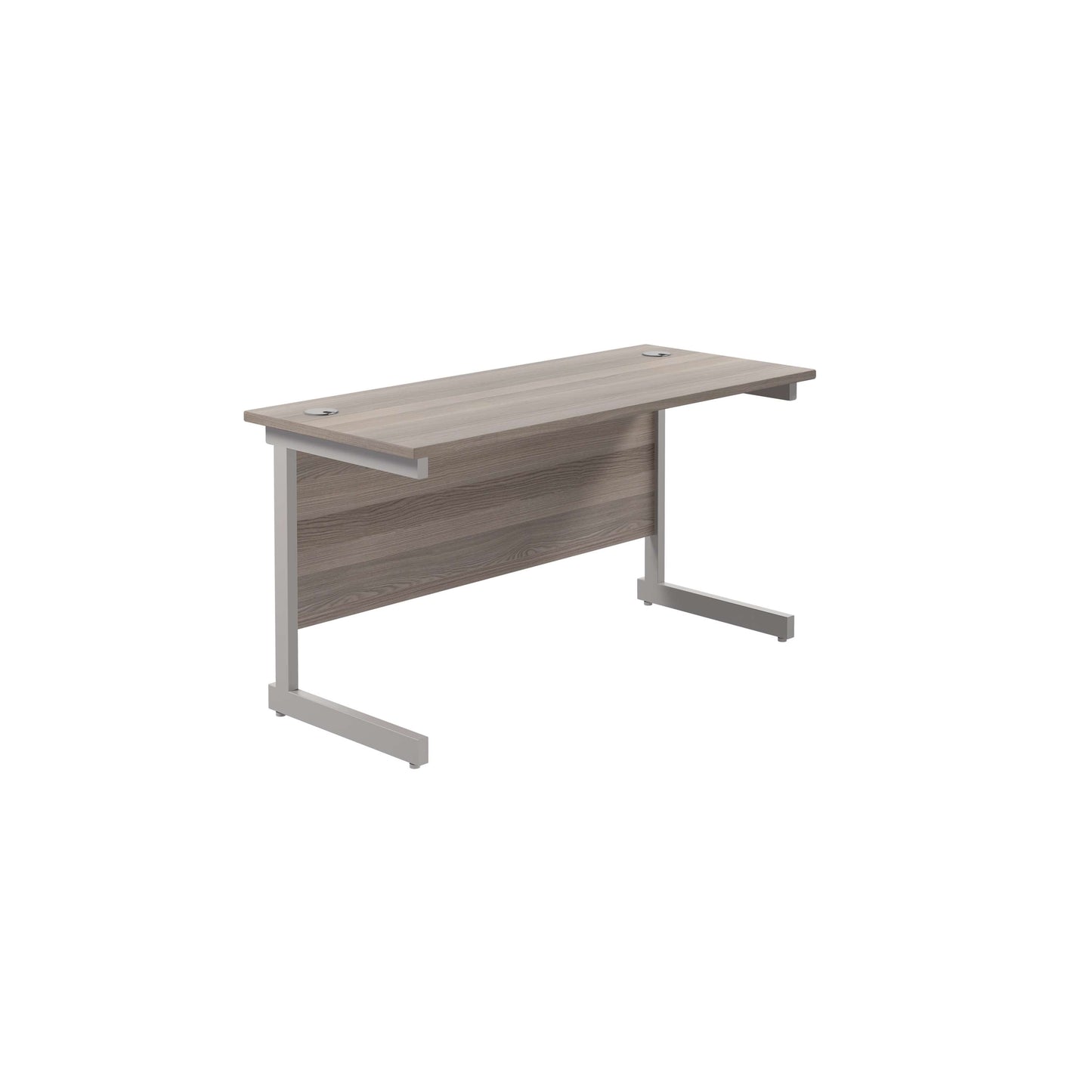 Single Upright Rectangular Desk: 600mm Deep (FSC) | 1200 X 600 | Grey Oak/Silver