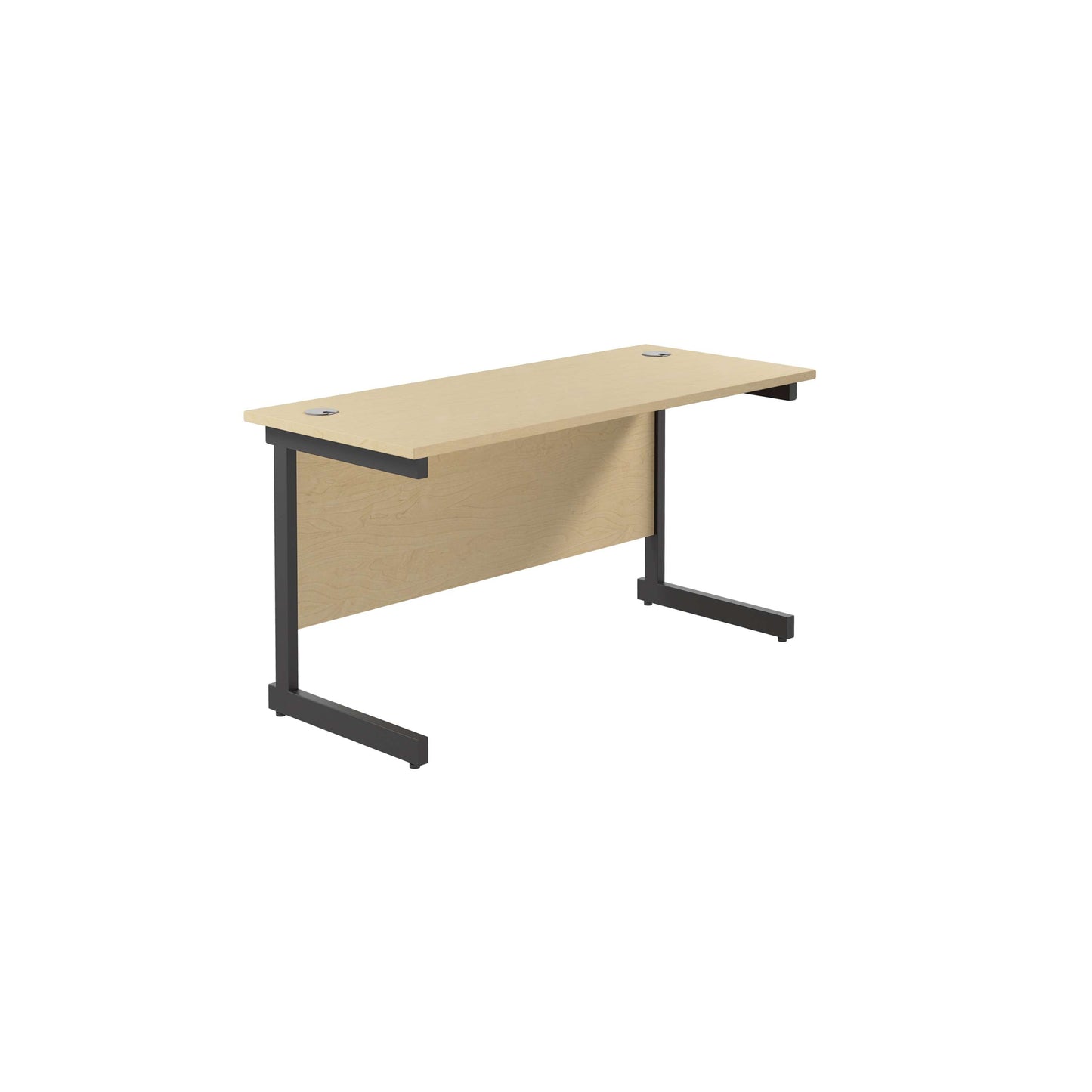 Single Upright Rectangular Desk: 600mm Deep (FSC) | 1200 X 600 | Maple/Black