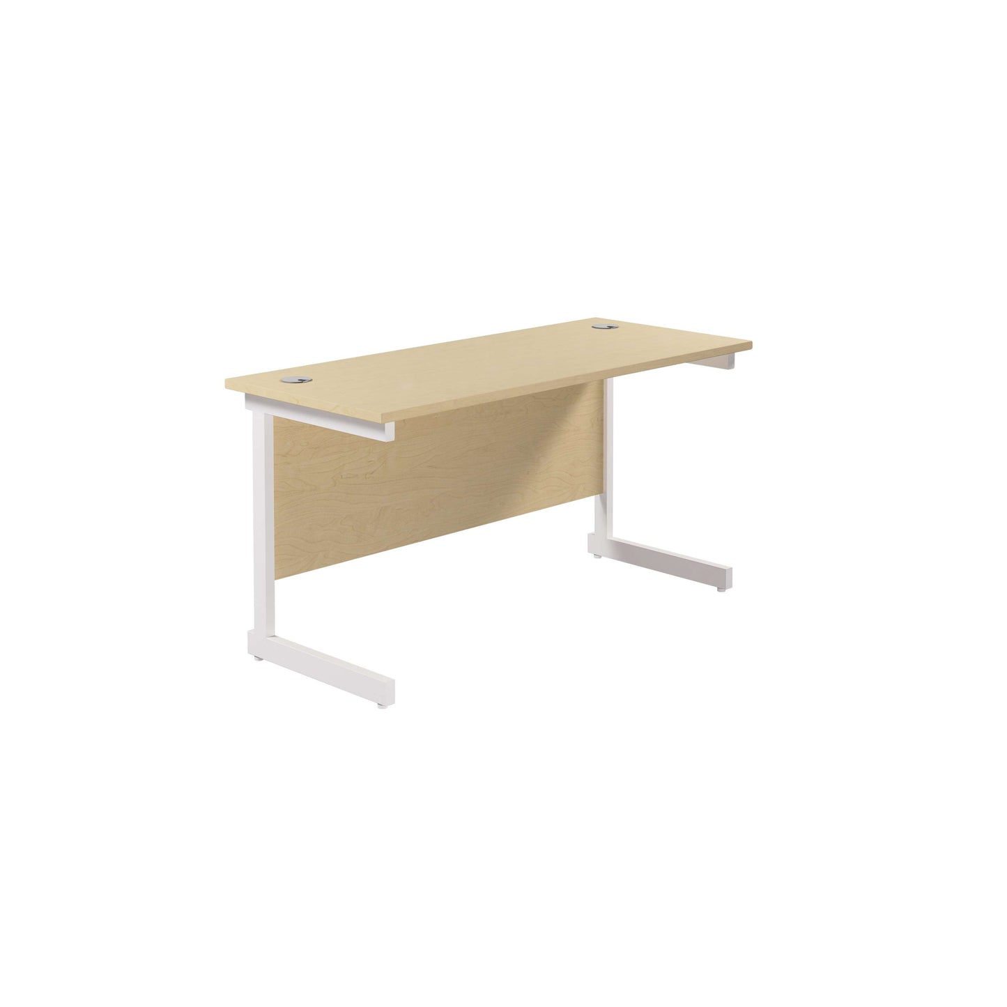 Single Upright Rectangular Desk: 600mm Deep (FSC) | 1200 X 600 | Maple/White