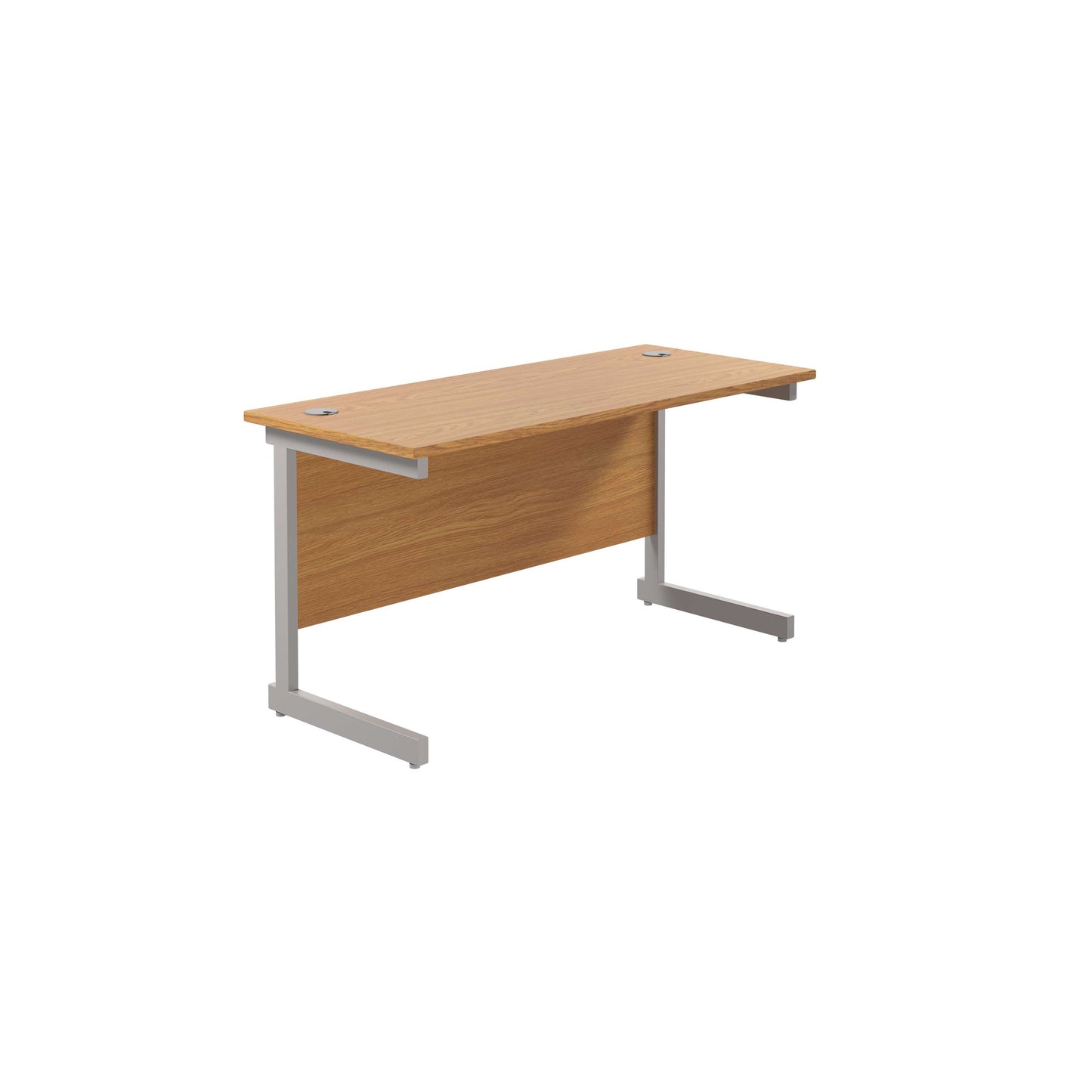 Single Upright Rectangular Desk: 600mm Deep (FSC) | 1200 X 600 | Nova Oak/Silver