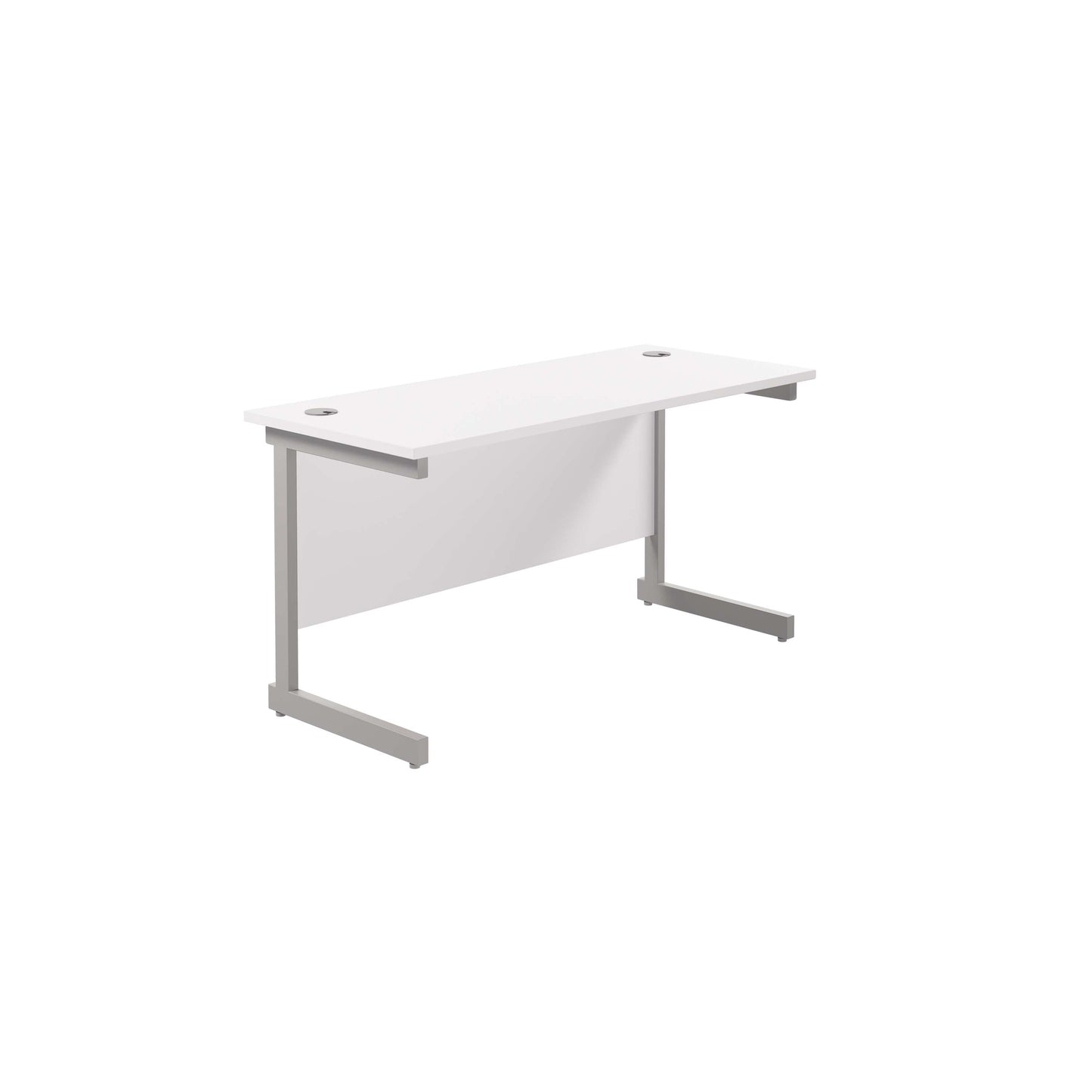 Single Upright Rectangular Desk: 600mm Deep (FSC) | 1200 X 600 | White/Silver