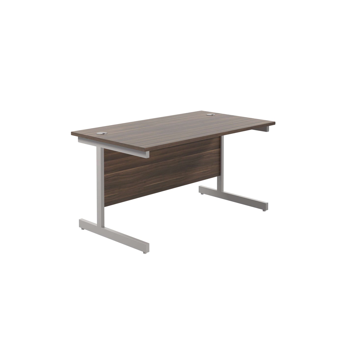 Single Upright Rectangular Desk: 800mm Deep (FSC) | 1200 X 800 | Dark Walnut/Silver