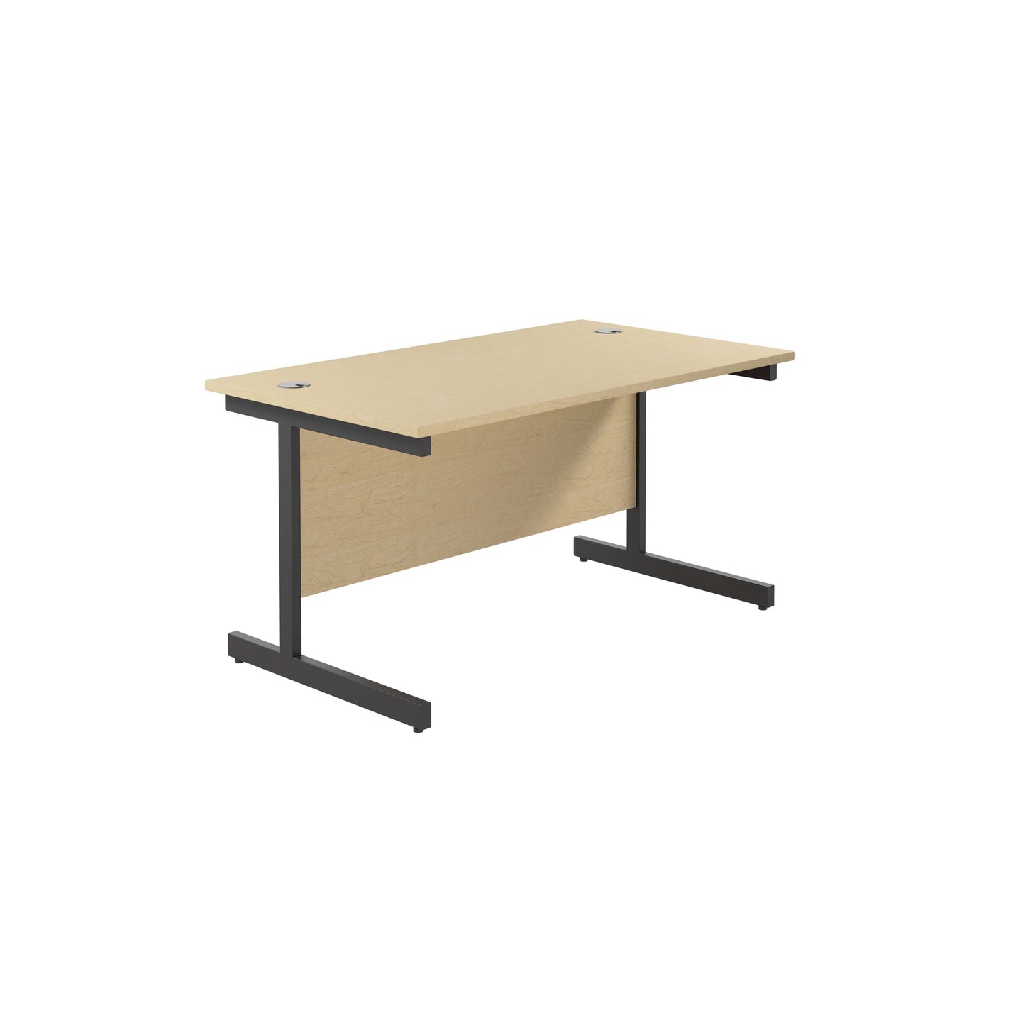 Single Upright Rectangular Desk: 800mm Deep (FSC) | 1200 X 800 | Maple/Black