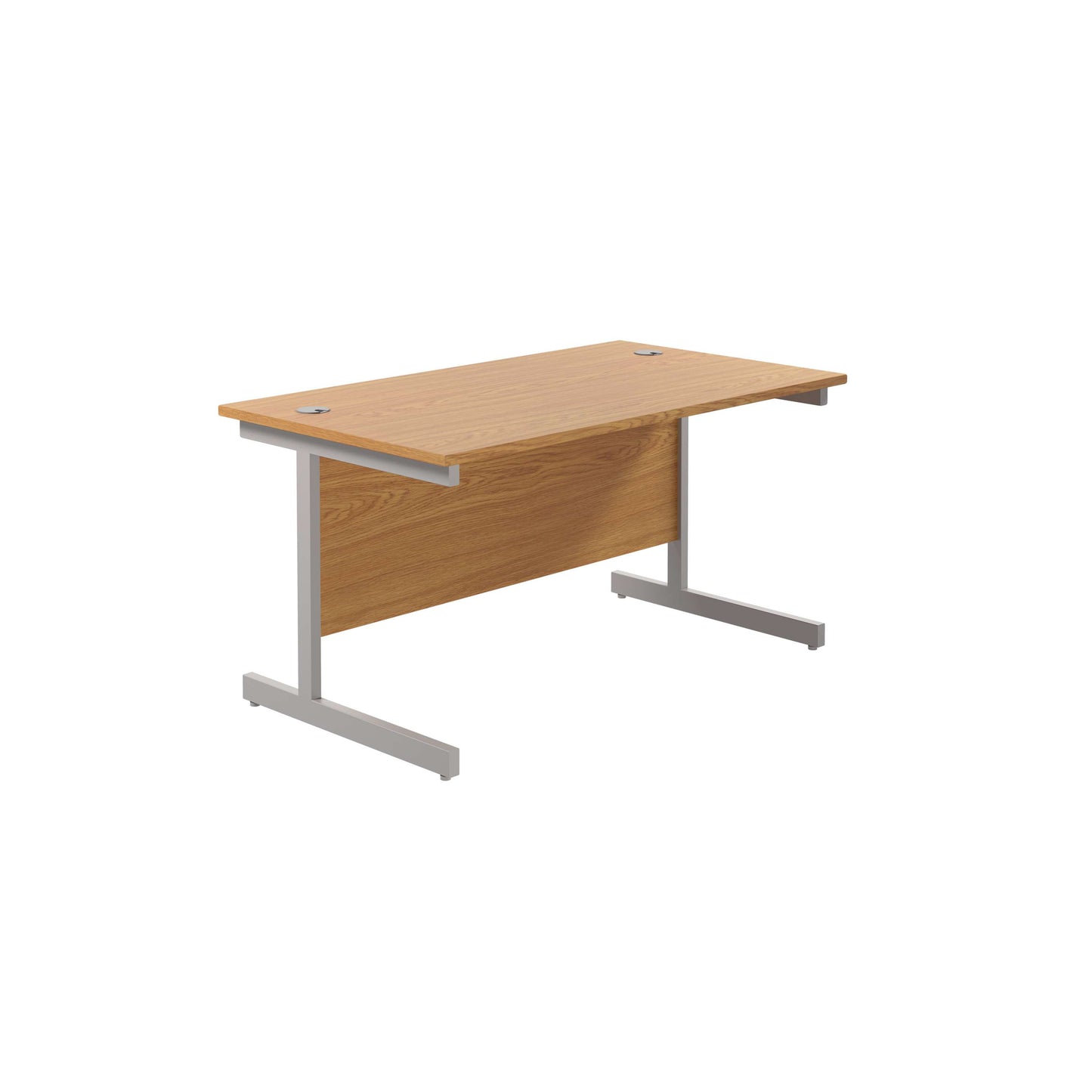 Single Upright Rectangular Desk: 800mm Deep (FSC) | 1200 X 800 | Nova Oak/Silver