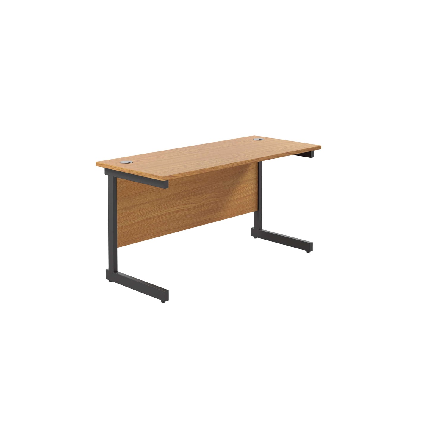 Single Upright Rectangular Desk: 600mm Deep (FSC) | 1400 X 600 | Nova Oak/Black