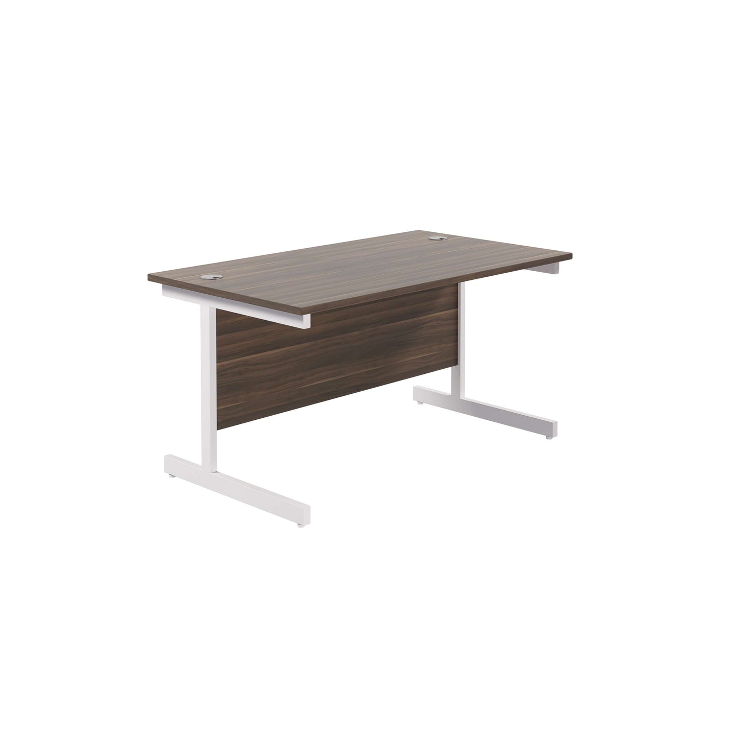 Single Upright Rectangular Desk: 800mm Deep (FSC) | 1400 X 800 | Dark Walnut/White