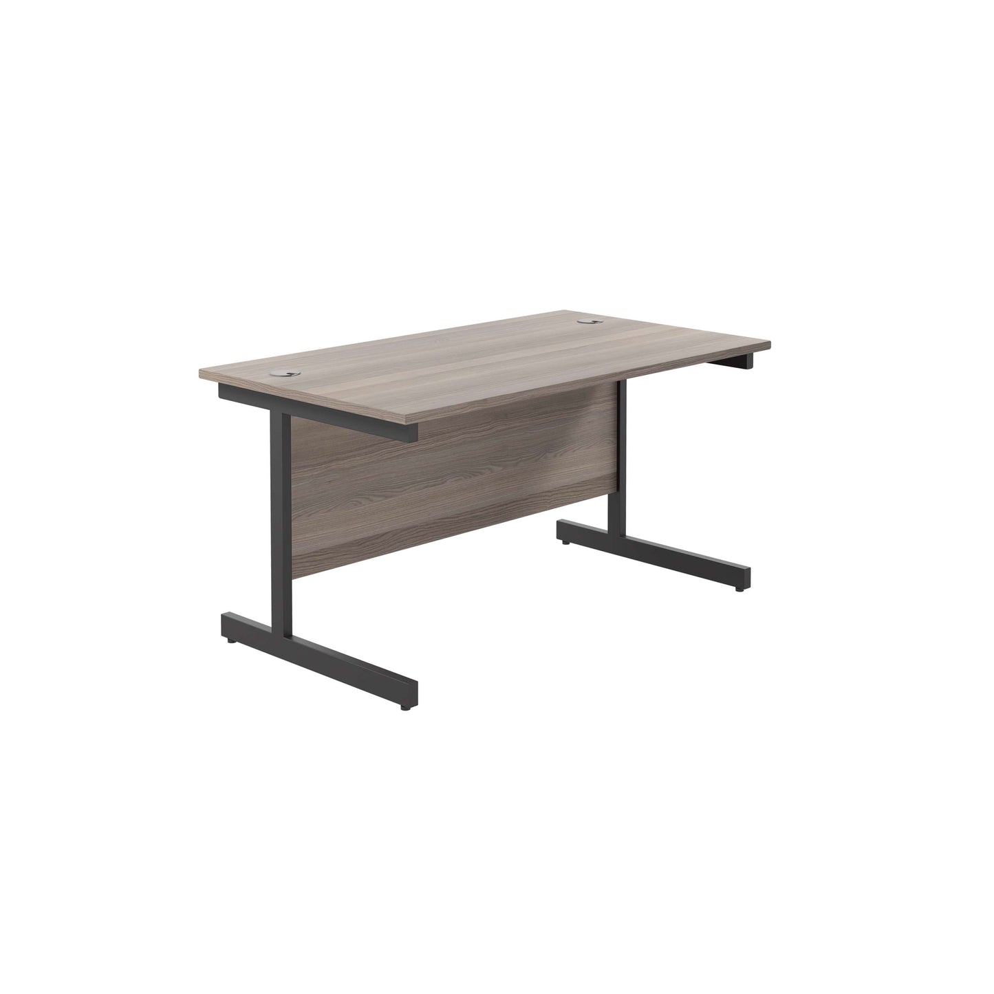 Single Upright Rectangular Desk: 800mm Deep (FSC) | 1400 X 800 | Grey Oak/Black