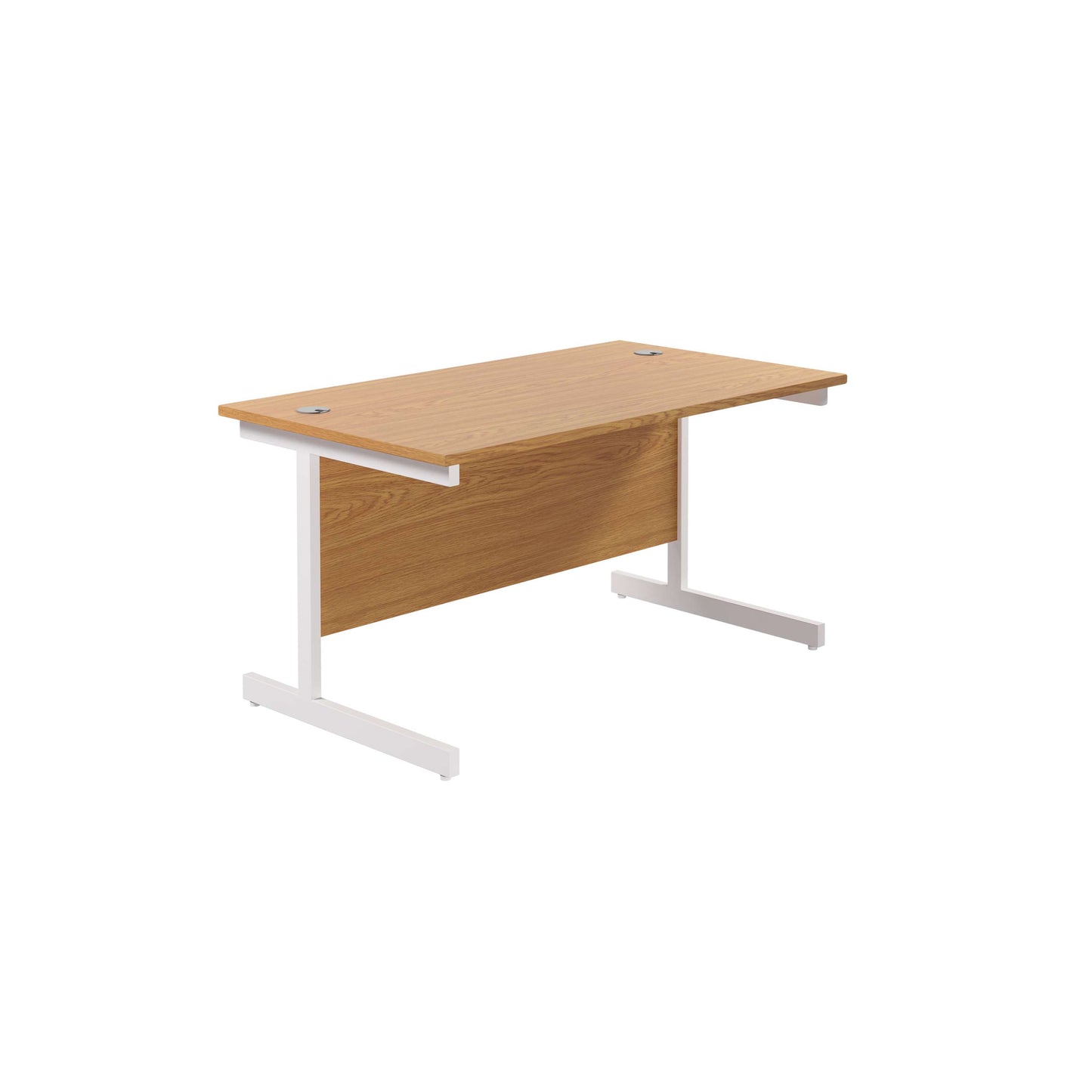 Single Upright Rectangular Desk: 800mm Deep (FSC) | 1400 X 800 | Nova Oak/White