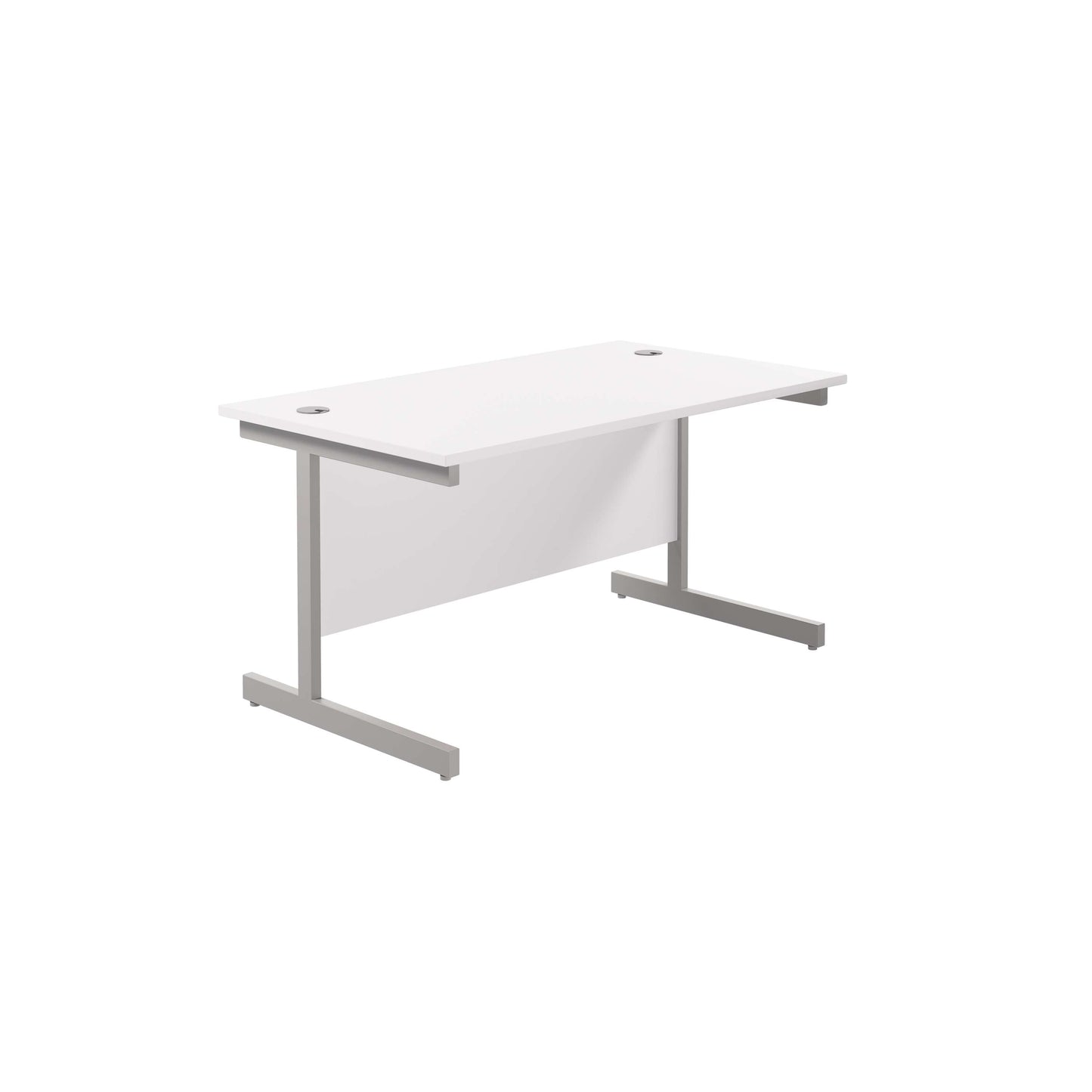 Single Upright Rectangular Desk: 800mm Deep (FSC) | 1400 X 800 | White/Silver