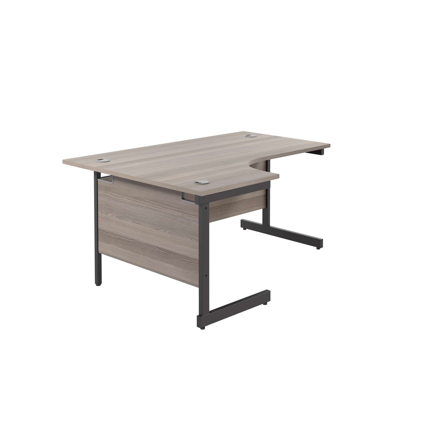 Single Upright Left Hand Radial Desk (FSC) | 1600 X 1200 | Grey Oak/Black