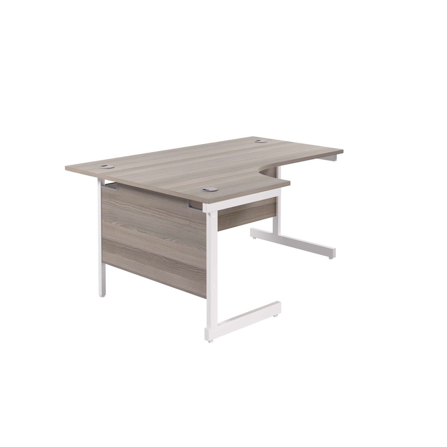 Single Upright Left Hand Radial Desk (FSC) | 1600 X 1200 | Grey Oak/White