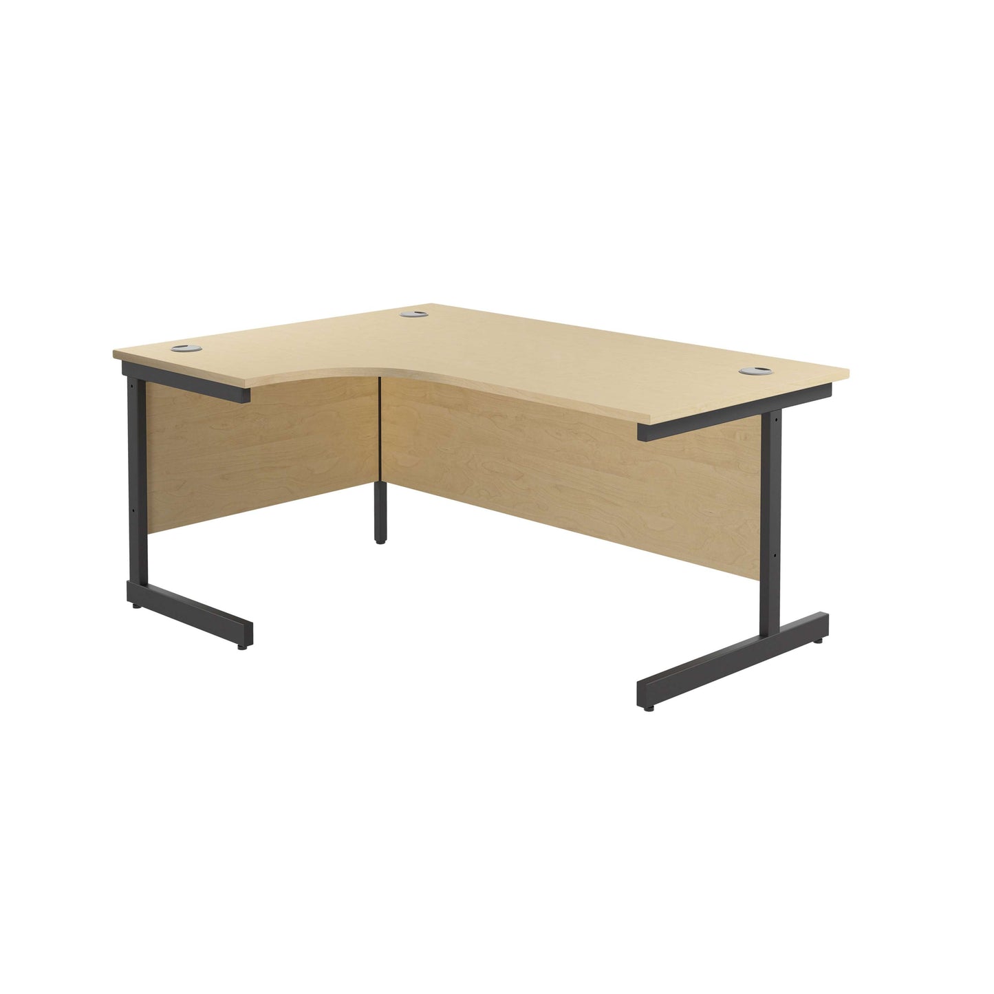 Single Upright Left Hand Radial Desk (FSC) | 1600 X 1200 | Maple/Black