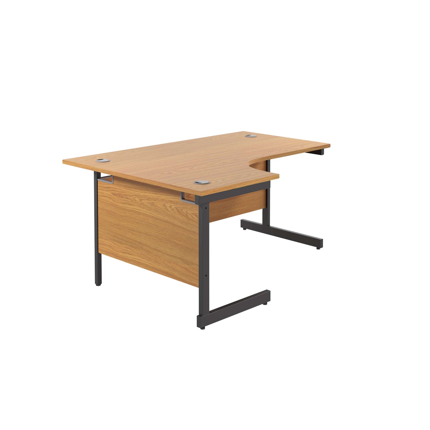 Single Upright Left Hand Radial Desk (FSC) | 1600 X 1200 | Nova Oak/Black