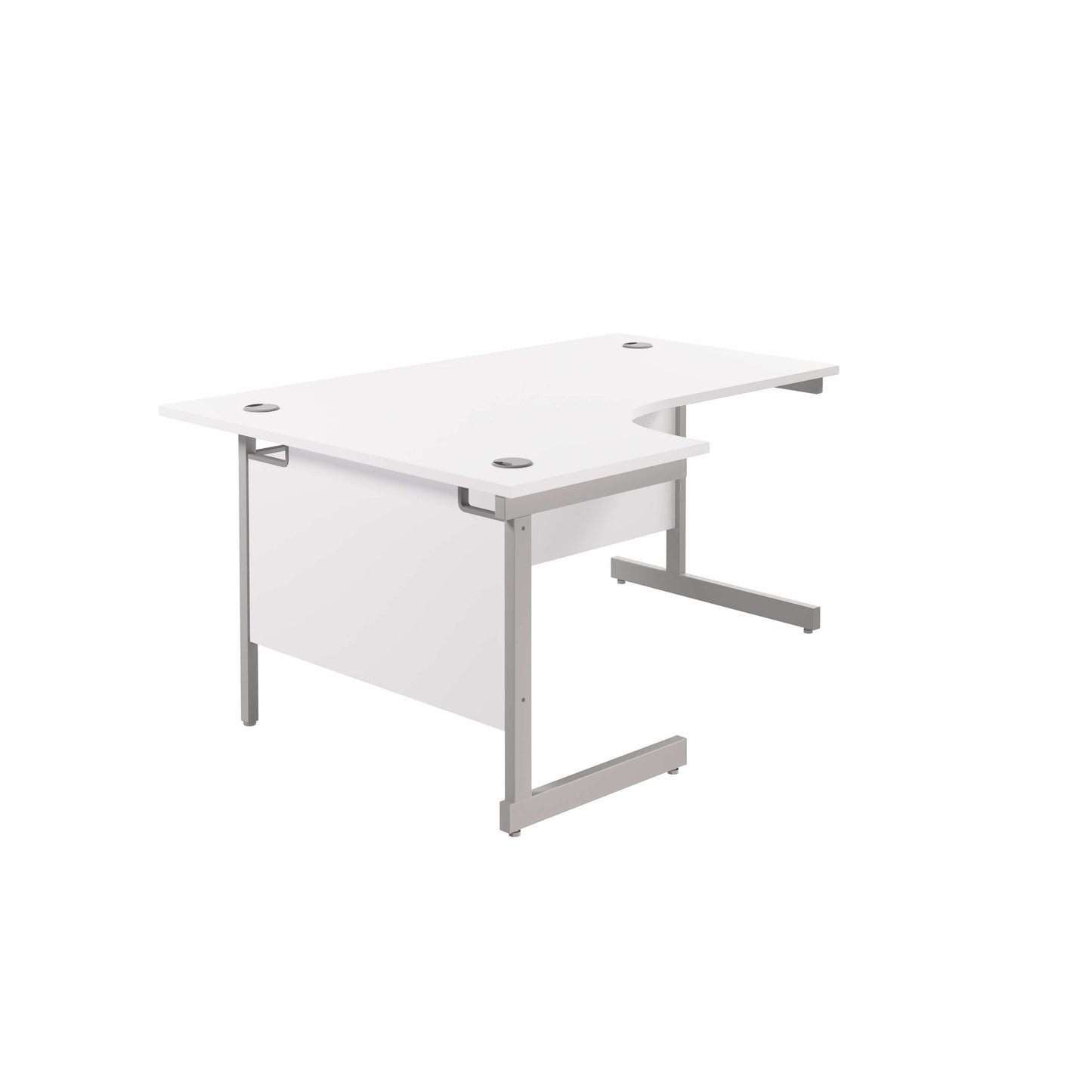 Single Upright Left Hand Radial Desk (FSC) | 1600 X 1200 | White/Silver