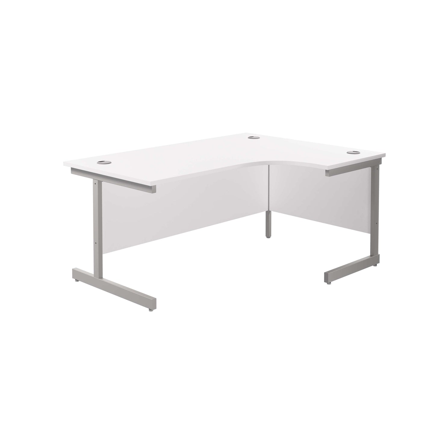 Single Upright Right Hand Radial Desk (FSC) | 1600 X 1200 | White/Silver
