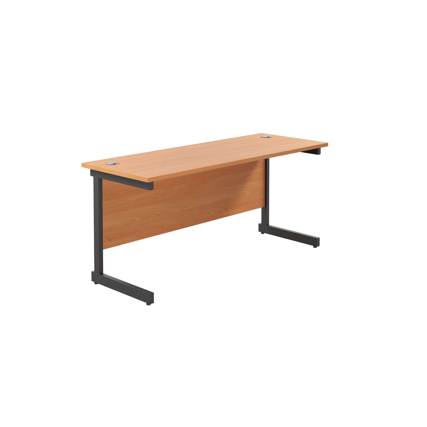 Single Upright Rectangular Desk: 600mm Deep (FSC) | 1600 X 600 | Beech/Black