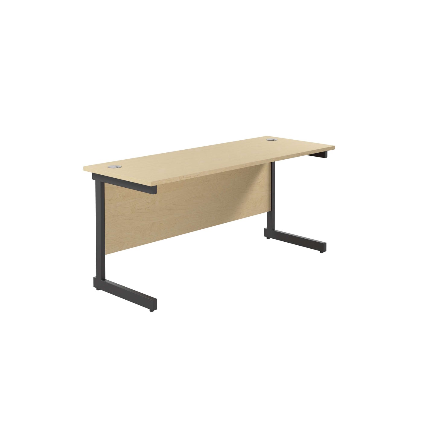 Single Upright Rectangular Desk: 600mm Deep (FSC) | 1600 X 600 | Maple/Black